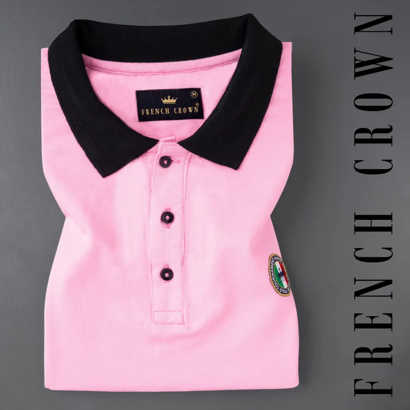 Cupid Pink Striped Super Soft Organic Mercerised Pique Polo sold by French Crown