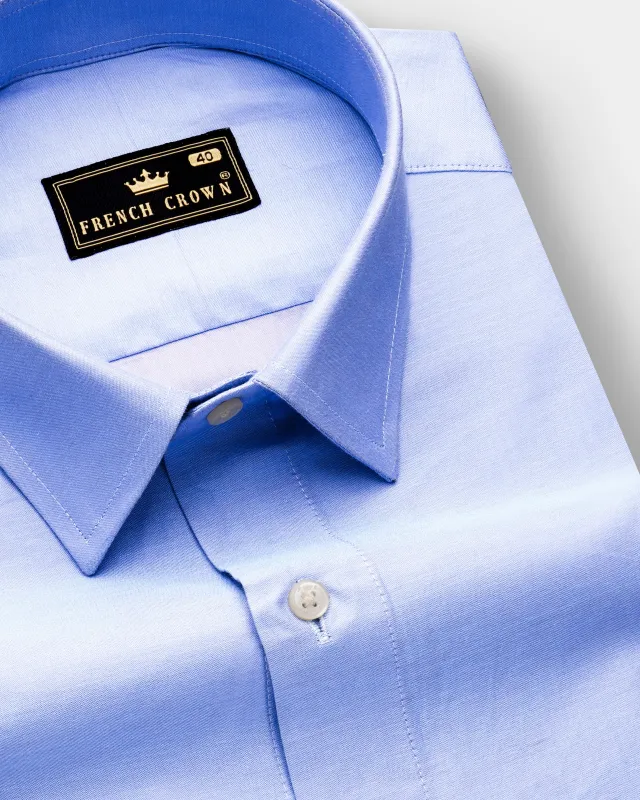 Carolina Blue Plain Solid Chambray Premium Cotton Shirt sold by French Crown