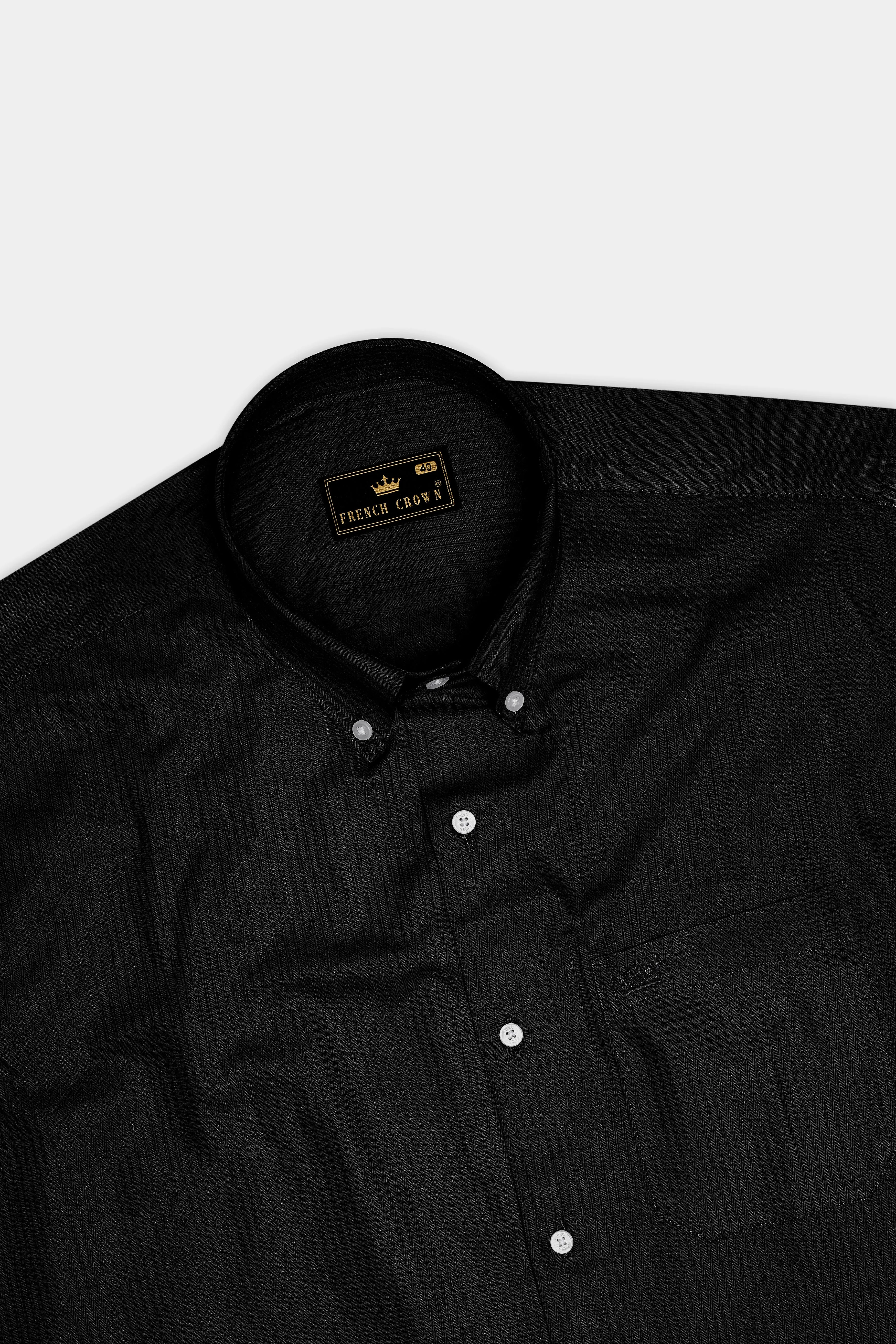 Jade Black Striped Dobby Cotton Shirt sold by French Crown product image thumbnail 5
