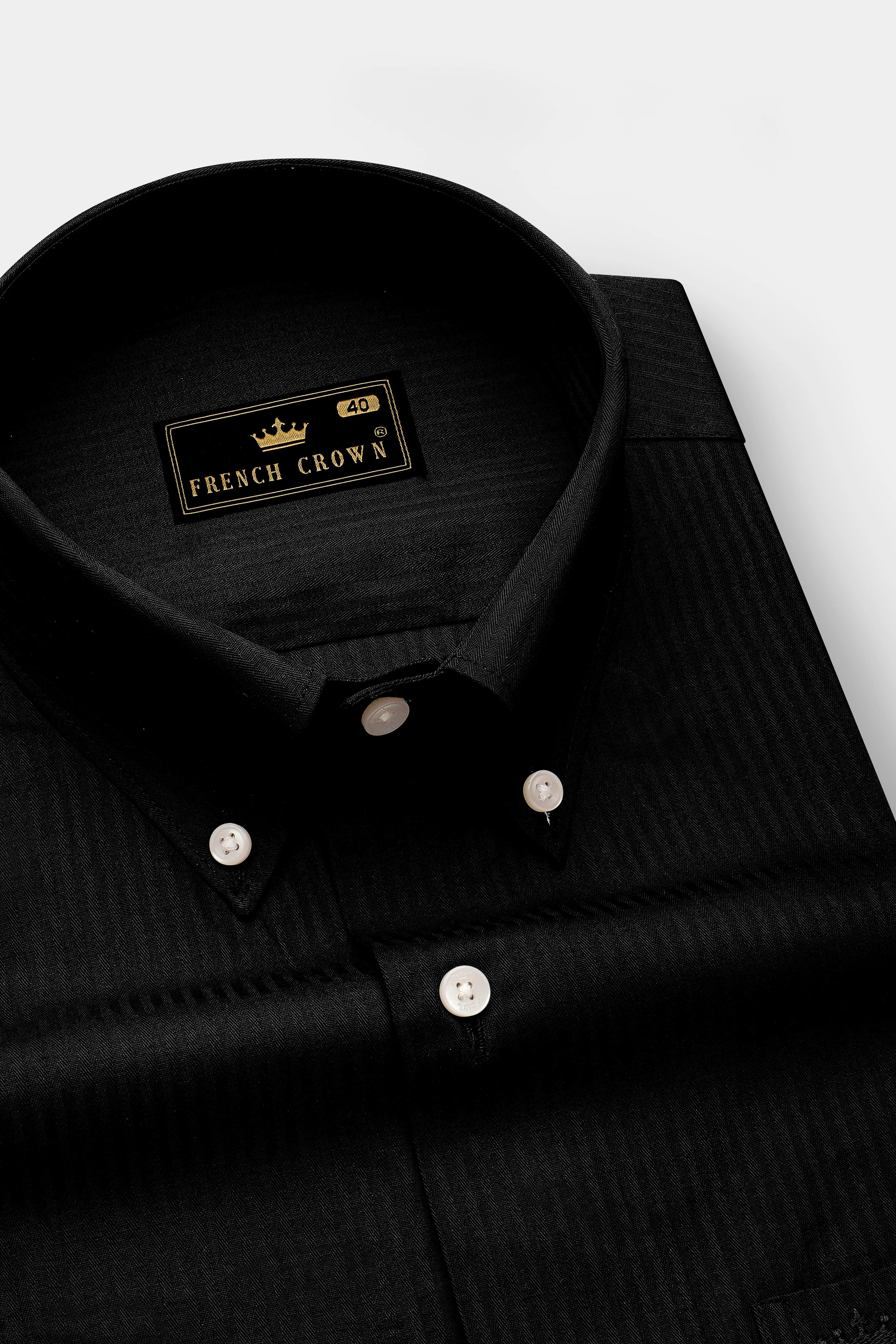 Jade Black Striped Dobby Cotton Shirt sold by French Crown product image thumbnail 2