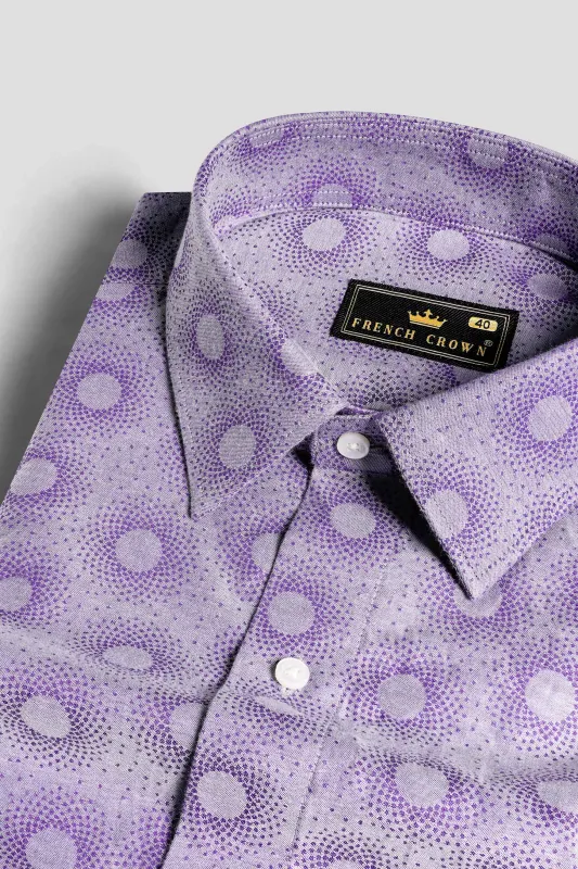 Amethyst Lavender and Plum Purple Jacquard Textured Premium Giza Cotton Shirt sold by French Crown
