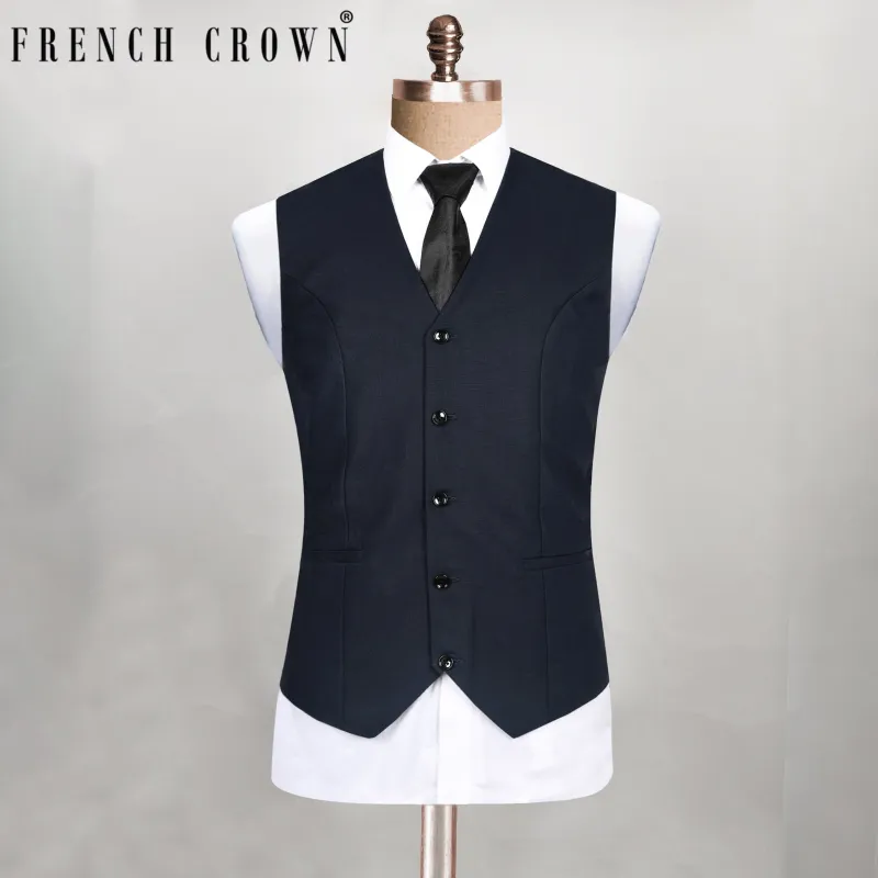 Presidential Blue Luxurious Linen Waistcoat sold by French Crown