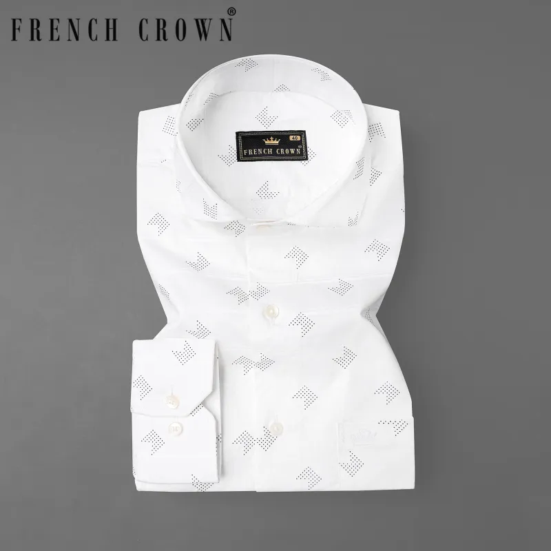 Bright White Dobby Textured Premium Giza Cotton Shirt sold by French Crown