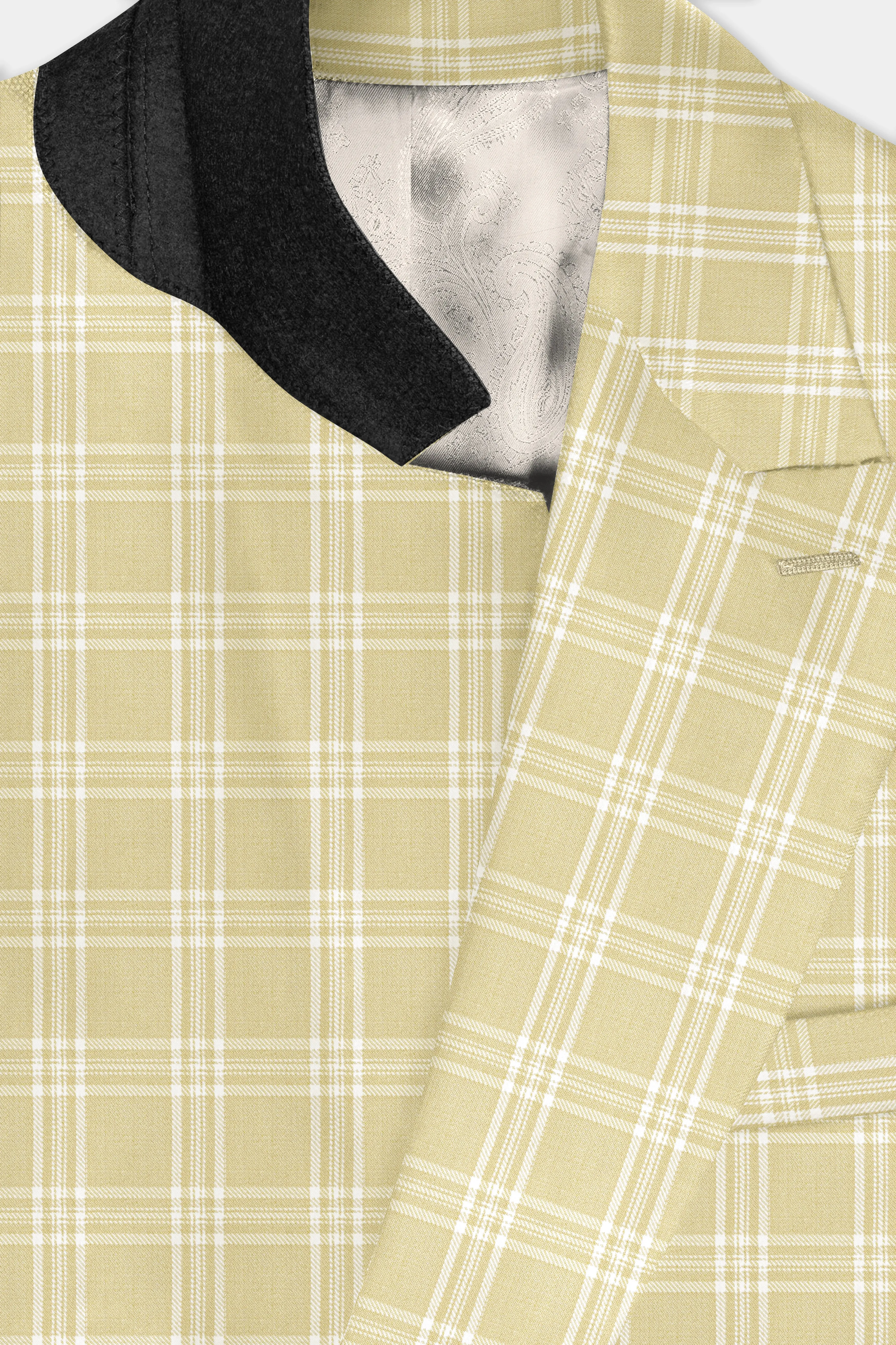 Desert Sand Cream Plaid Wool Blend Double Breasted Suit sold by French Crown product image thumbnail 4