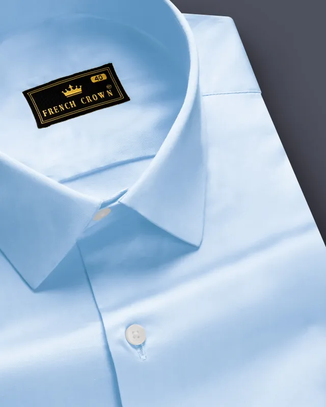 Serene Sky-Periwinkle Blue Solid Subtle Sheen Super Soft Premium Cotton Dress Shirt sold by French Crown