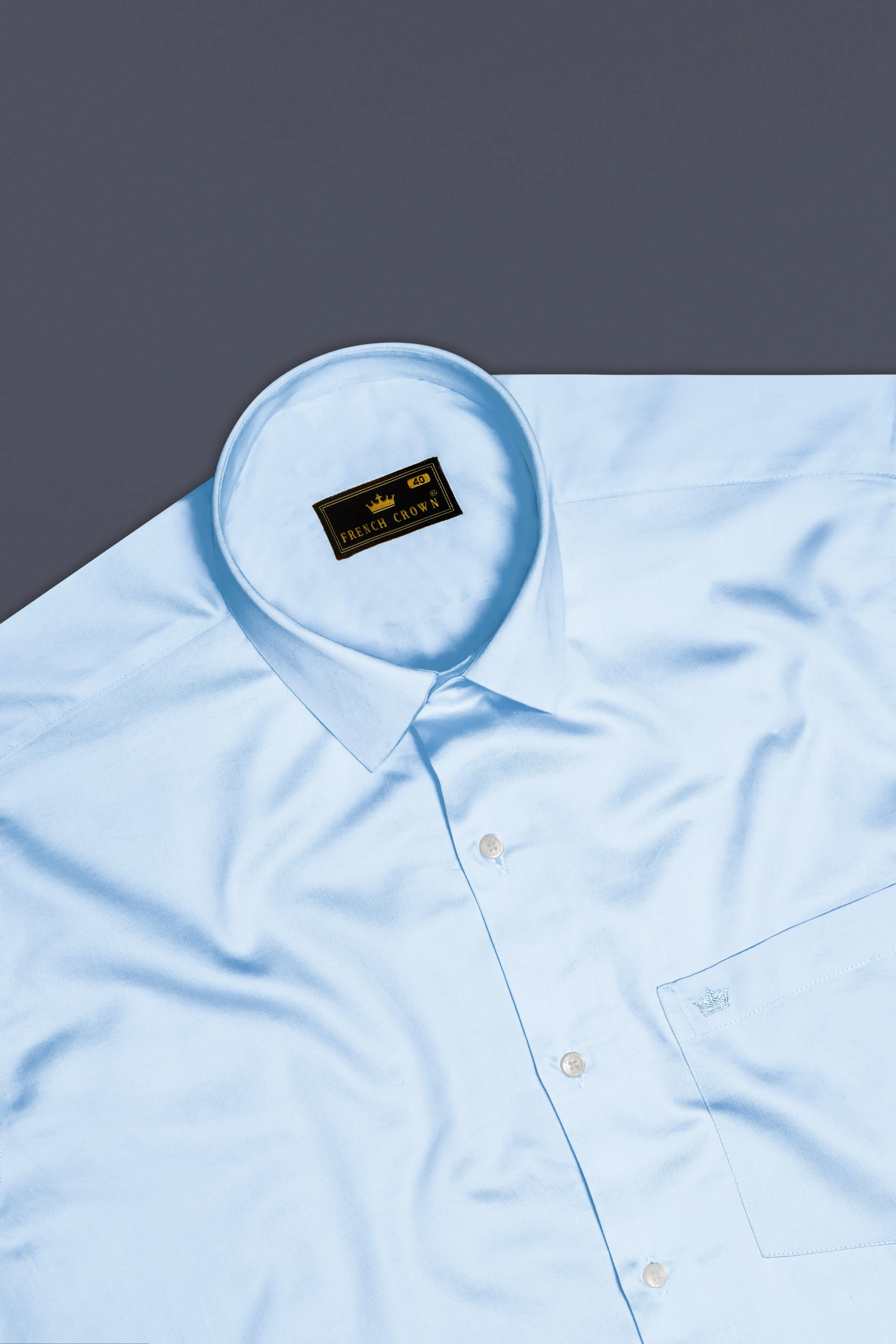 Serene Sky-Periwinkle Blue Solid Subtle Sheen Super Soft Premium Cotton Dress Shirt sold by French Crown product image thumbnail 5