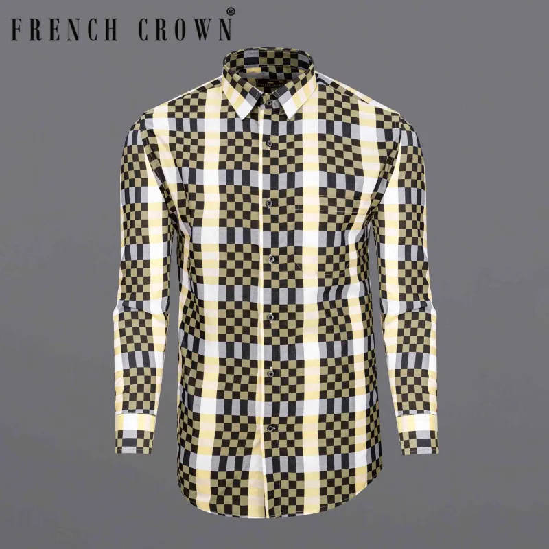 Navajo with Bright White and Jade Black Super Soft Premium Cotton Shirt sold by French Crown