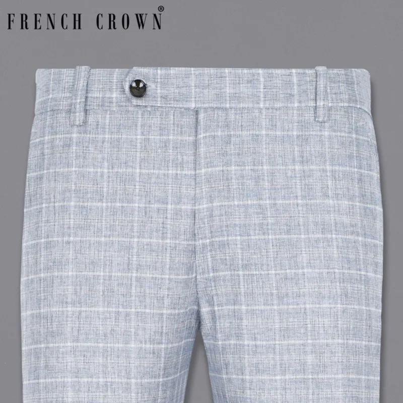 Wild Blue Yonder Windowpane Wool Rich Pant sold by French Crown