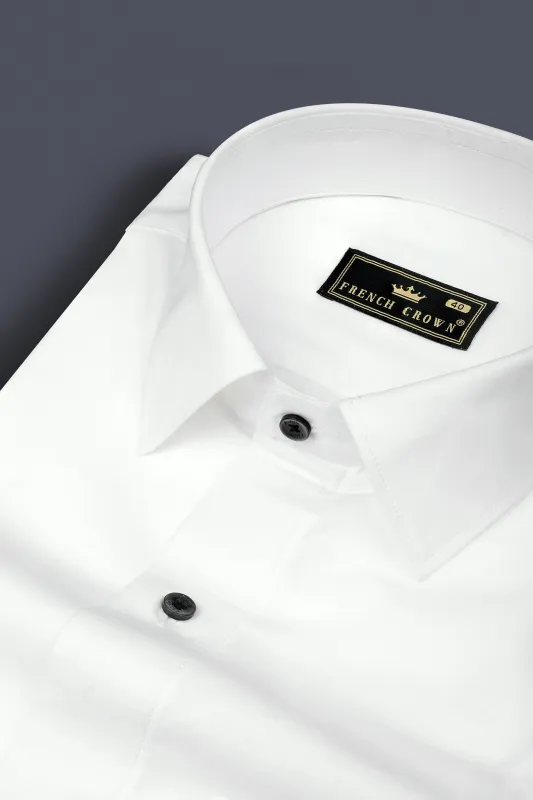 Bright White Solid Giza Cotton Shirt sold by French Crown