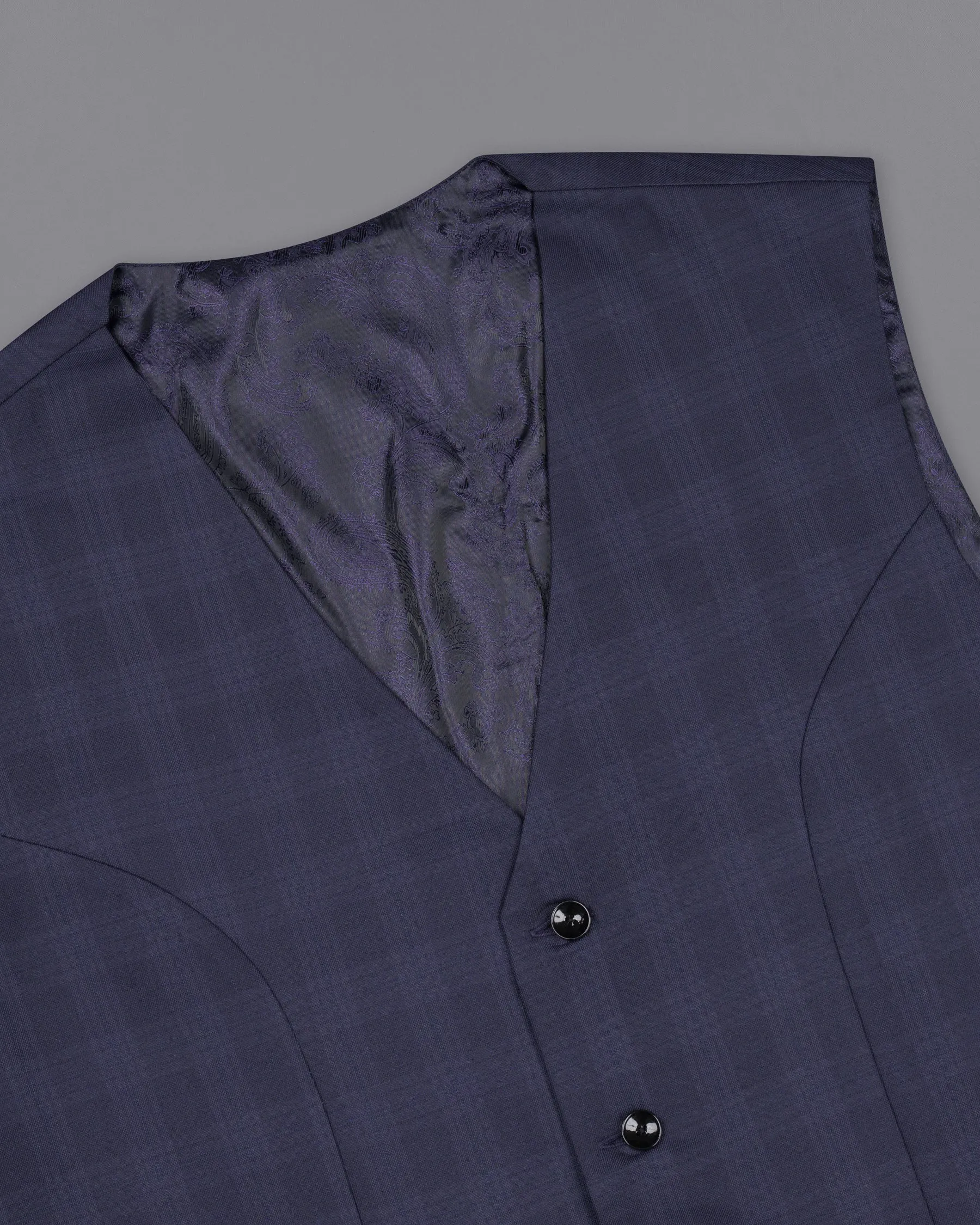 Martinique Blue Wool Rich Plaid Waistcoat sold by French Crown product image thumbnail 4