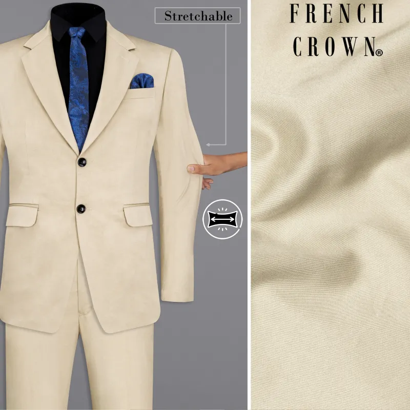 Moon Mist Beige Stretchable Premium Cotton traveler Suit sold by French Crown