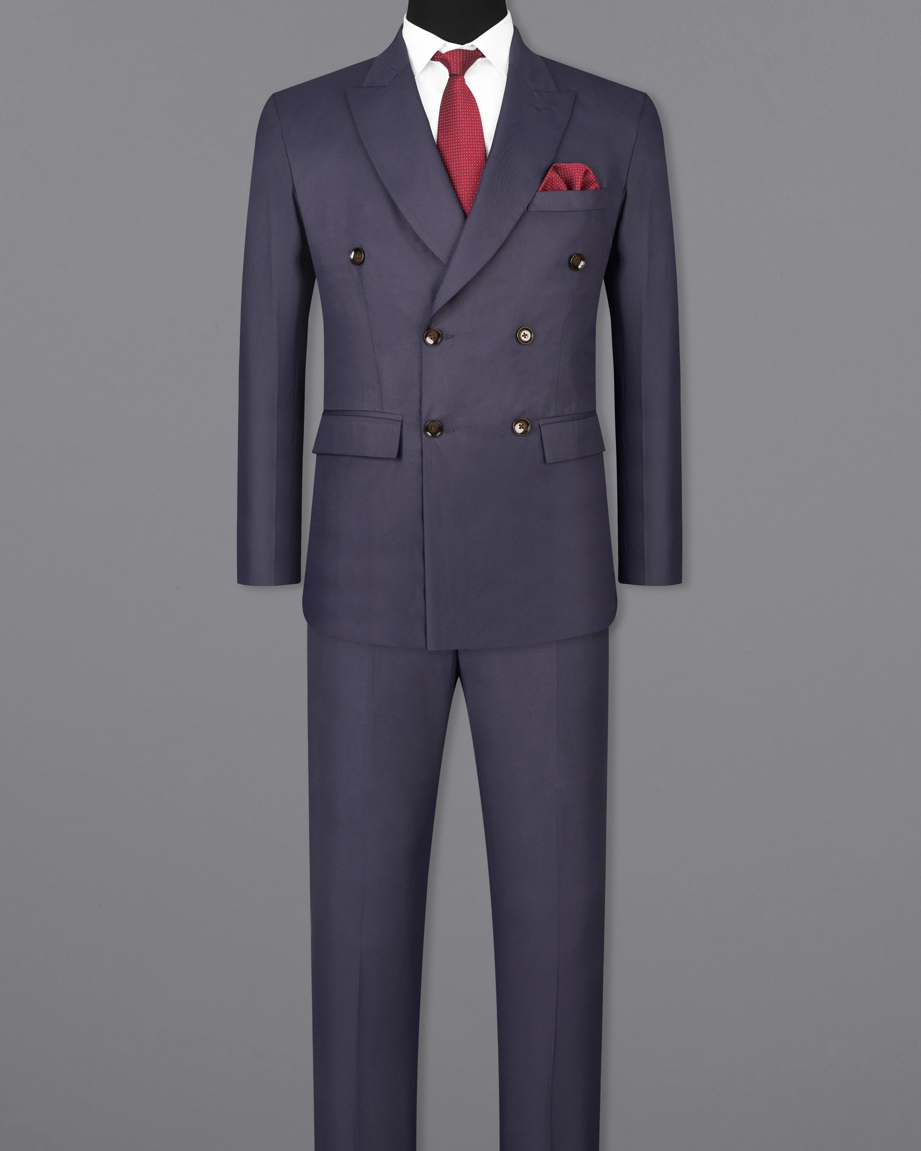 Gunmetal Blue Double Breasted Suit sold by French Crown product image thumbnail 4