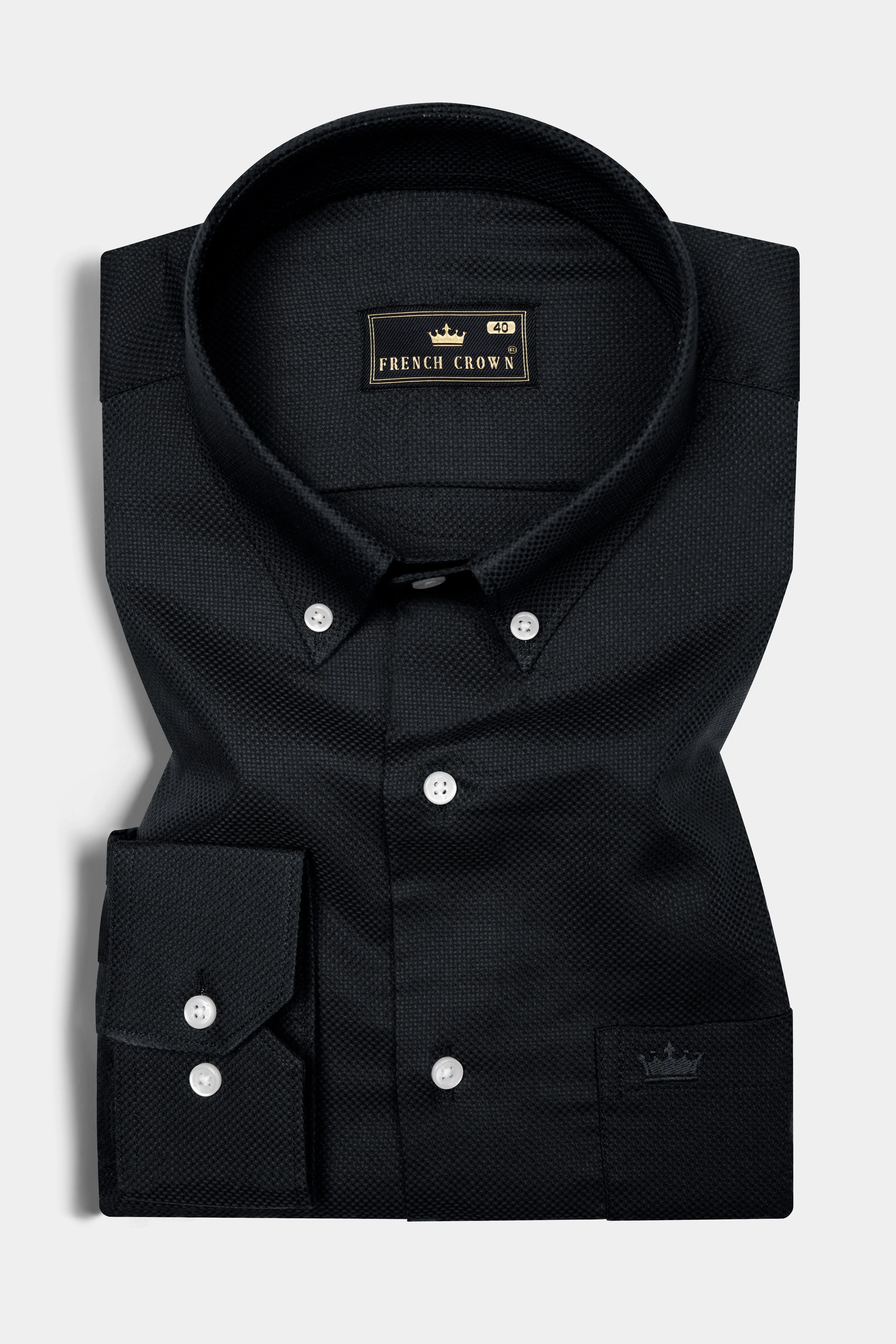 Jade Black Dobby Textured Premium Cotton Shirt sold by French Crown product image thumbnail 3