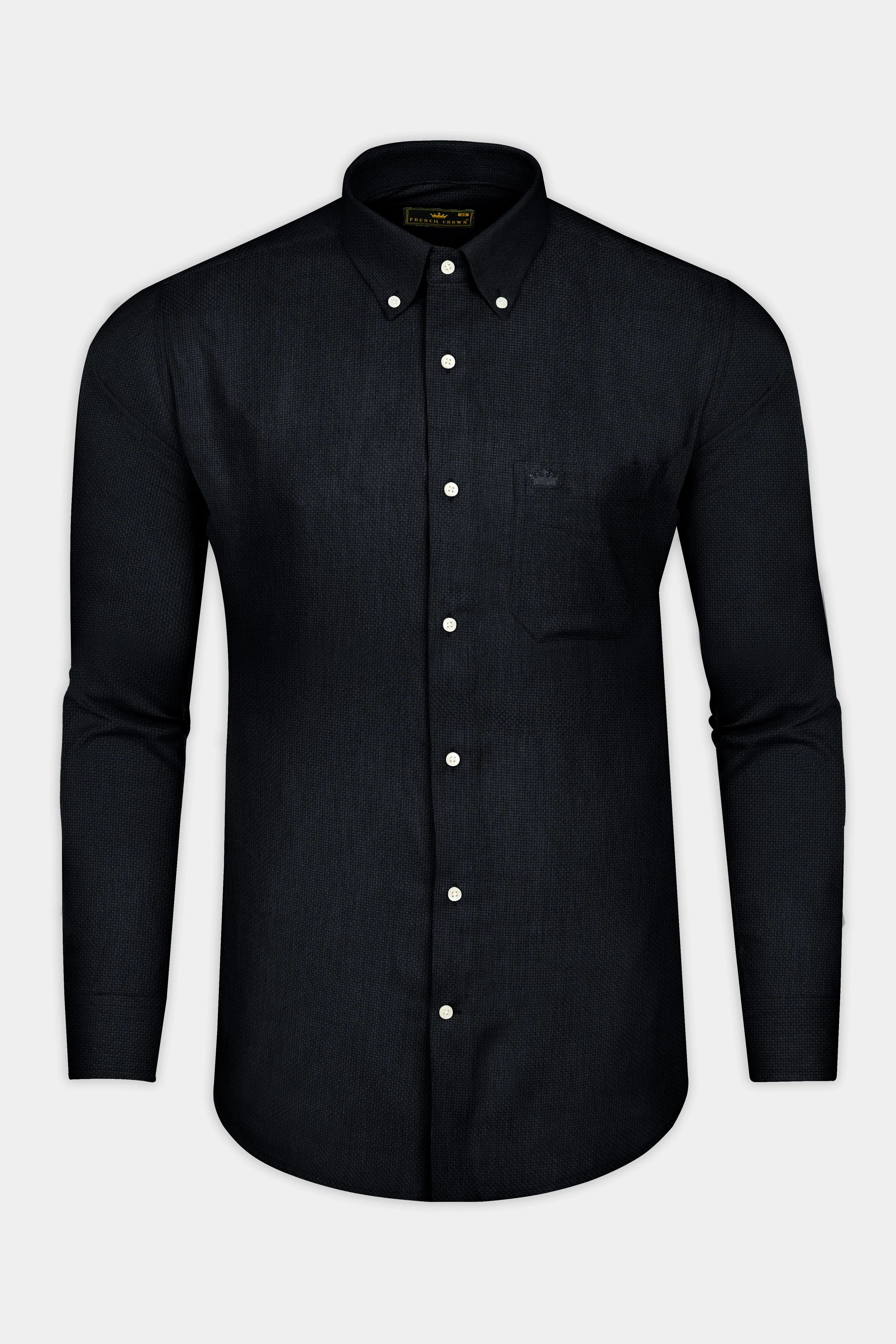 Jade Black Dobby Textured Premium Cotton Shirt sold by French Crown product image thumbnail 4