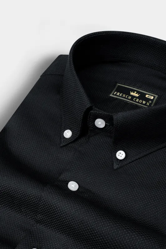 Jade Black Dobby Textured Premium Cotton Shirt sold by French Crown
