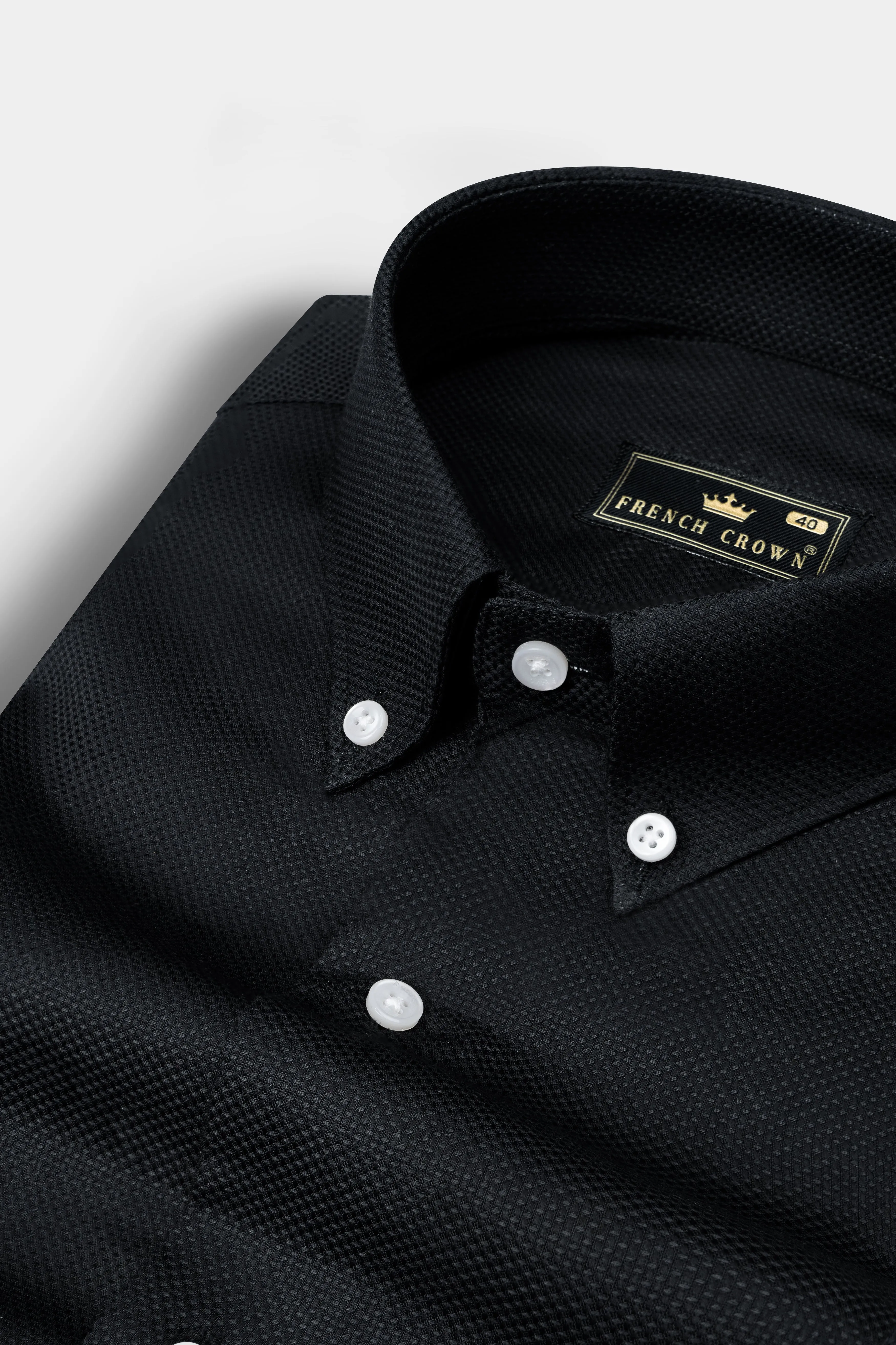 Jade Black Dobby Textured Premium Cotton Shirt sold by French Crown