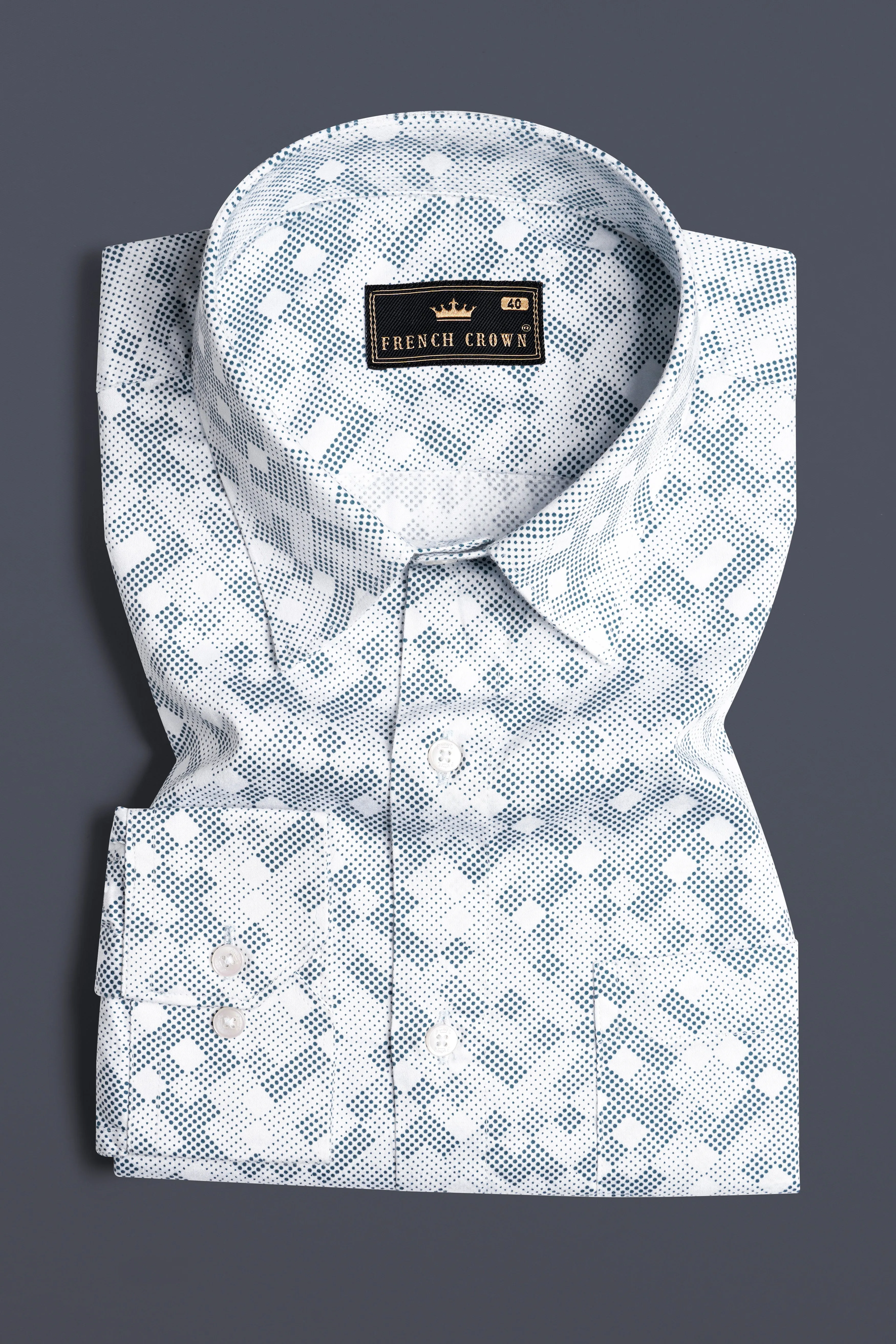 Bright White and Turquoise Blue Super Soft Premium Cotton Shirt sold by French Crown product image thumbnail 3