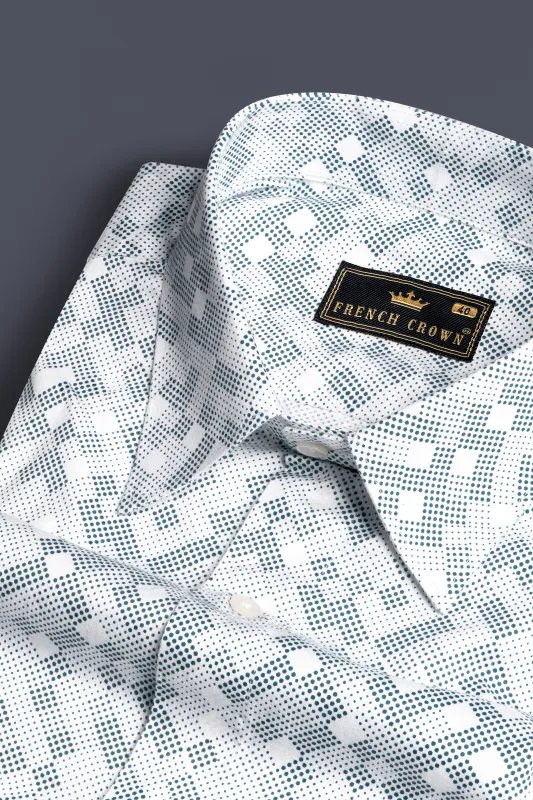 Bright White and Turquoise Blue Super Soft Premium Cotton Shirt sold by French Crown