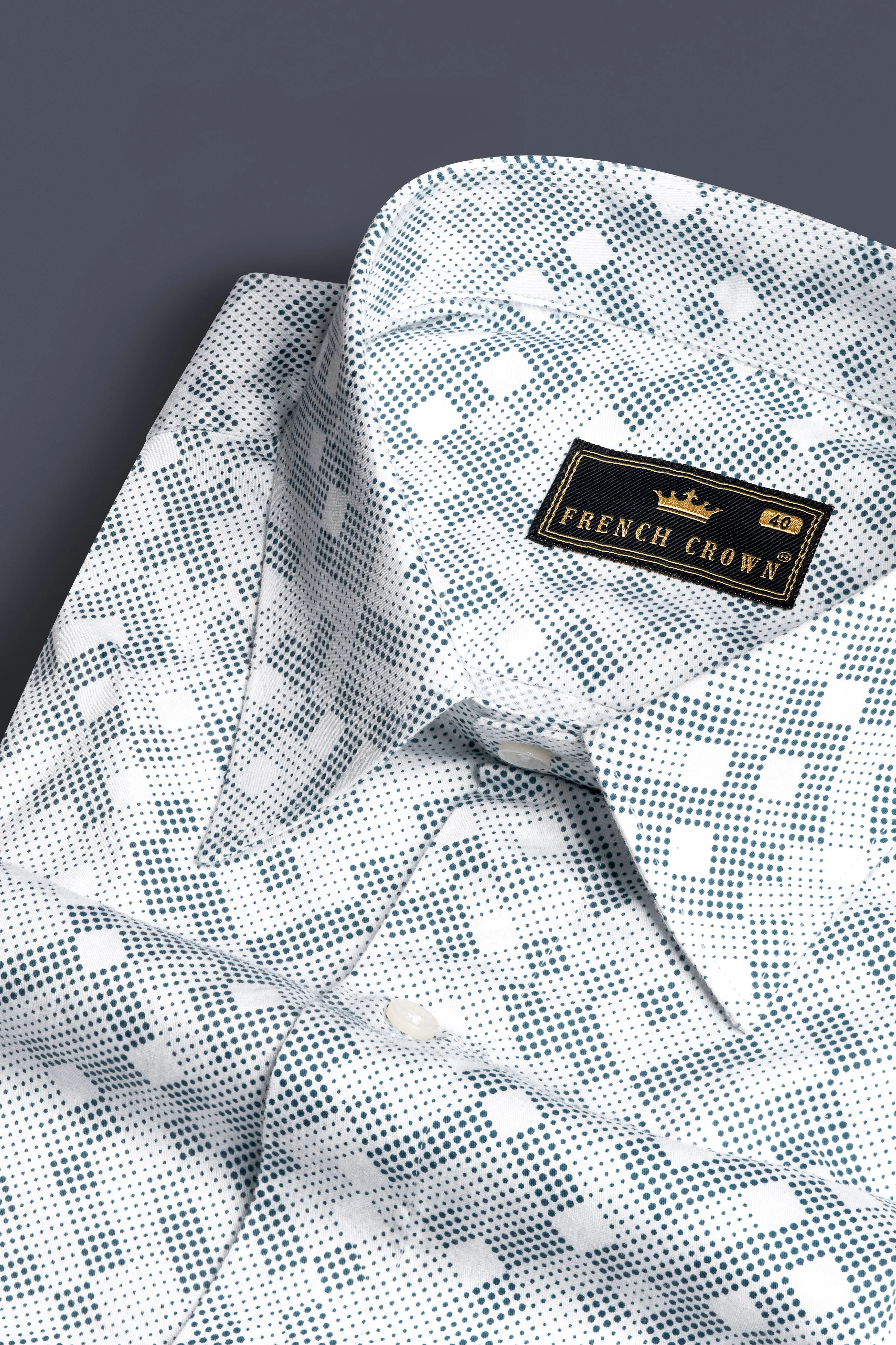 Bright White and Turquoise Blue Super Soft Premium Cotton Shirt sold by French Crown