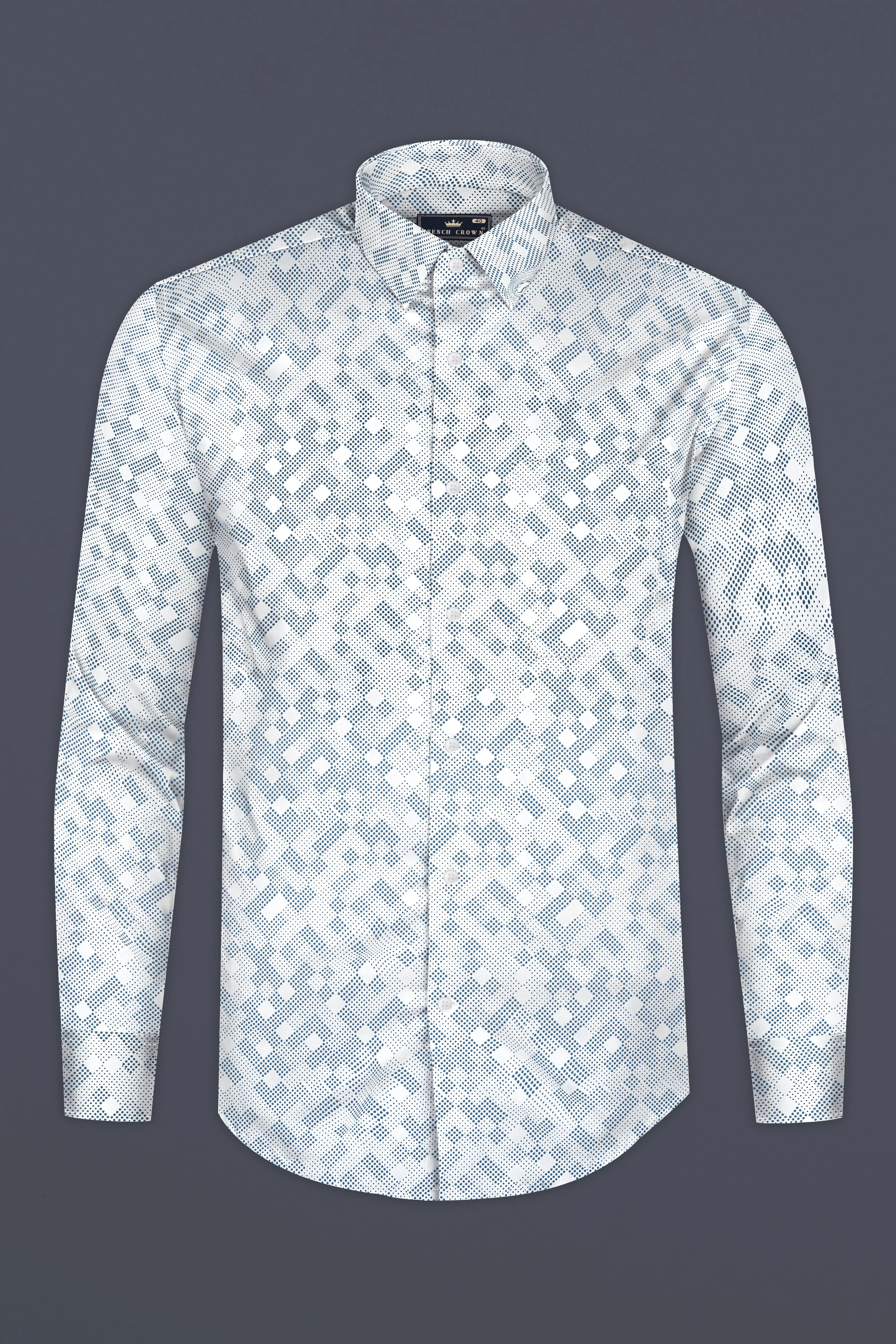 Bright White and Turquoise Blue Super Soft Premium Cotton Shirt sold by French Crown product image thumbnail 4