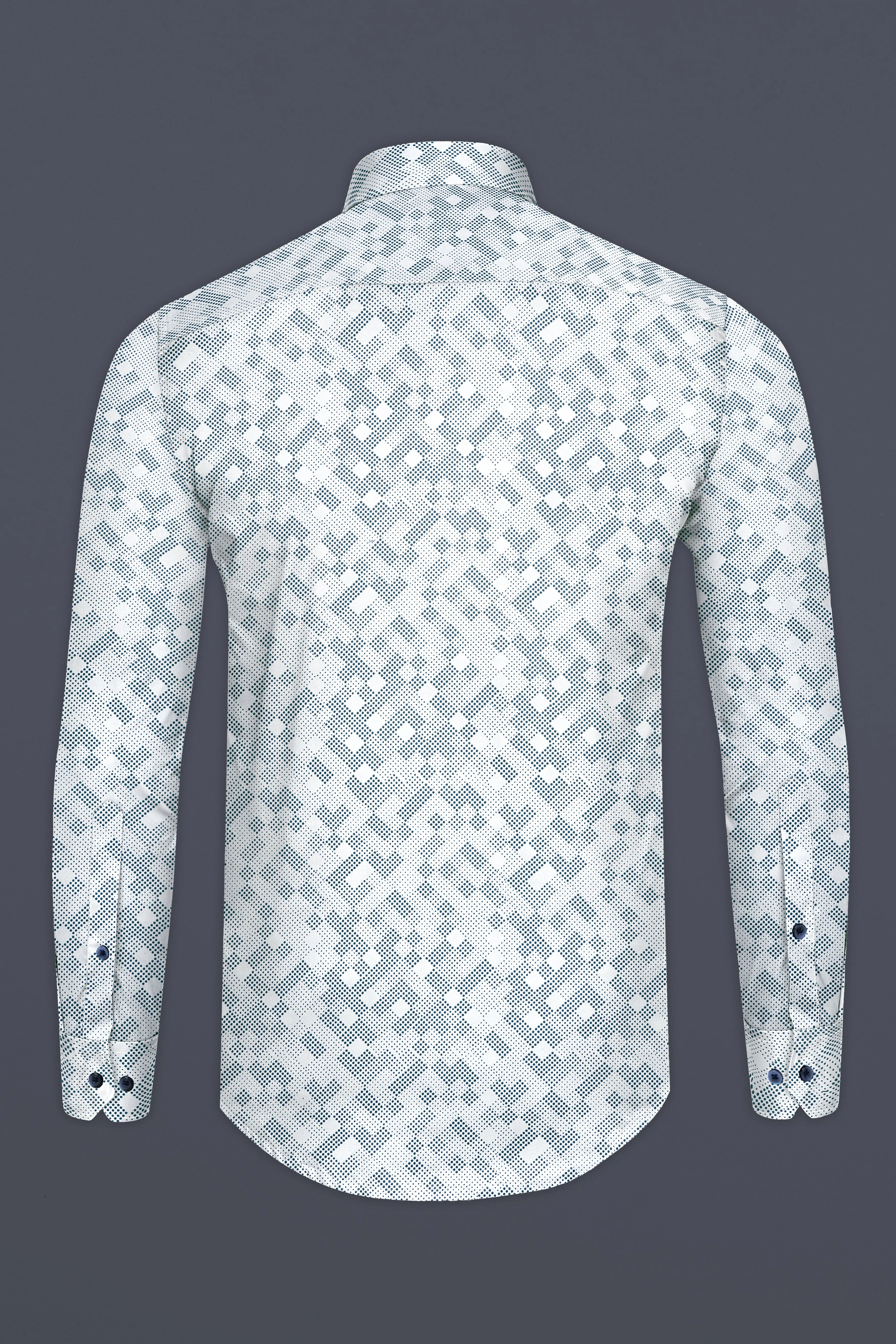 Bright White and Turquoise Blue Super Soft Premium Cotton Shirt sold by French Crown product image thumbnail 5