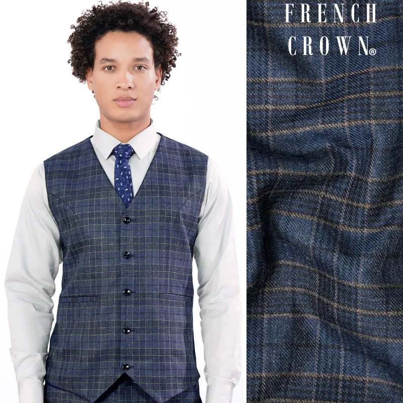 Bayoux Blue and Ironside Gray Plaid Waistcoat sold by French Crown