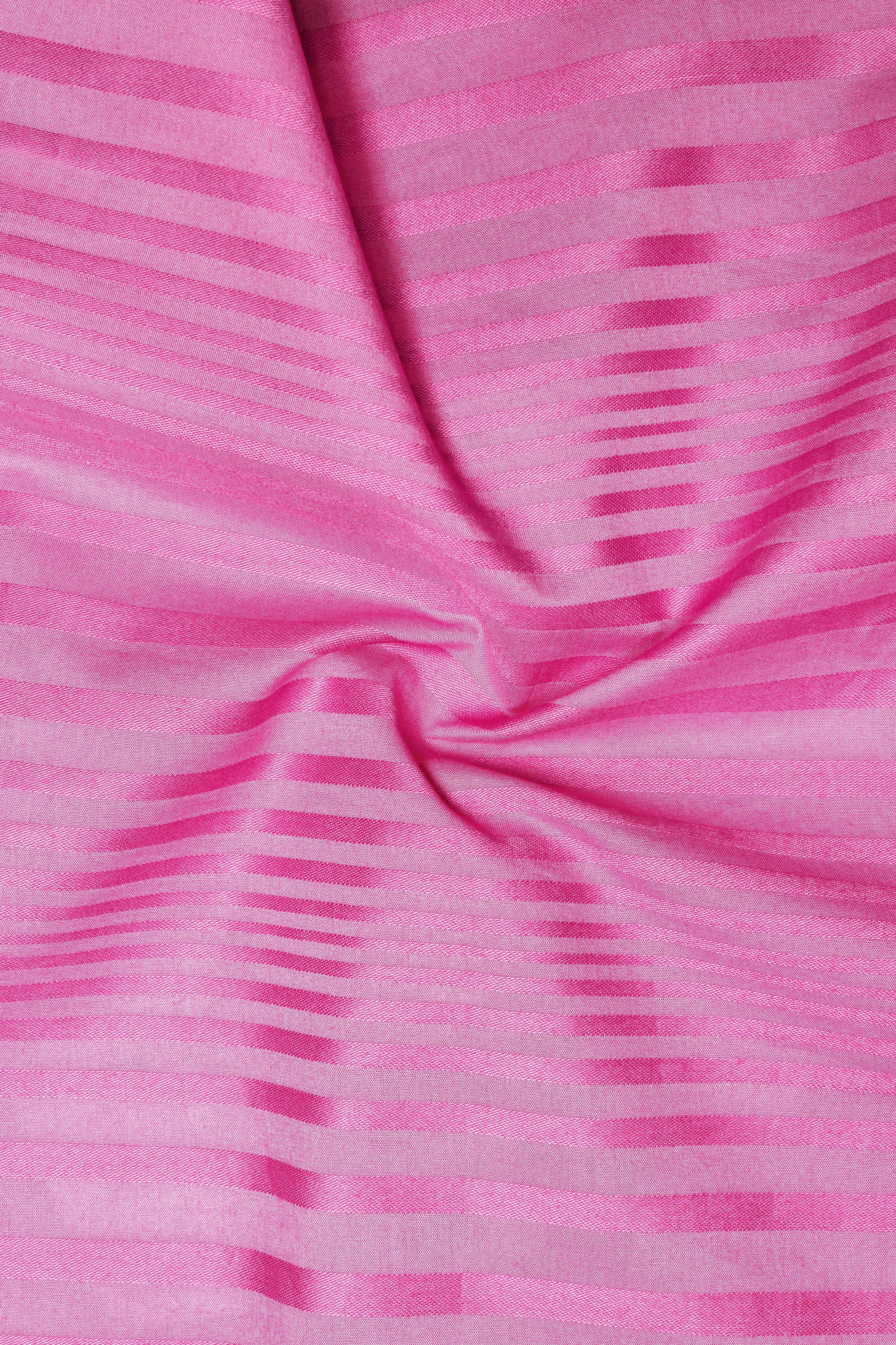 Lilac Bloom-Viola Pink Stripes Jacquard Textured Premium Cotton Dress Shirt sold by French Crown product image thumbnail 3