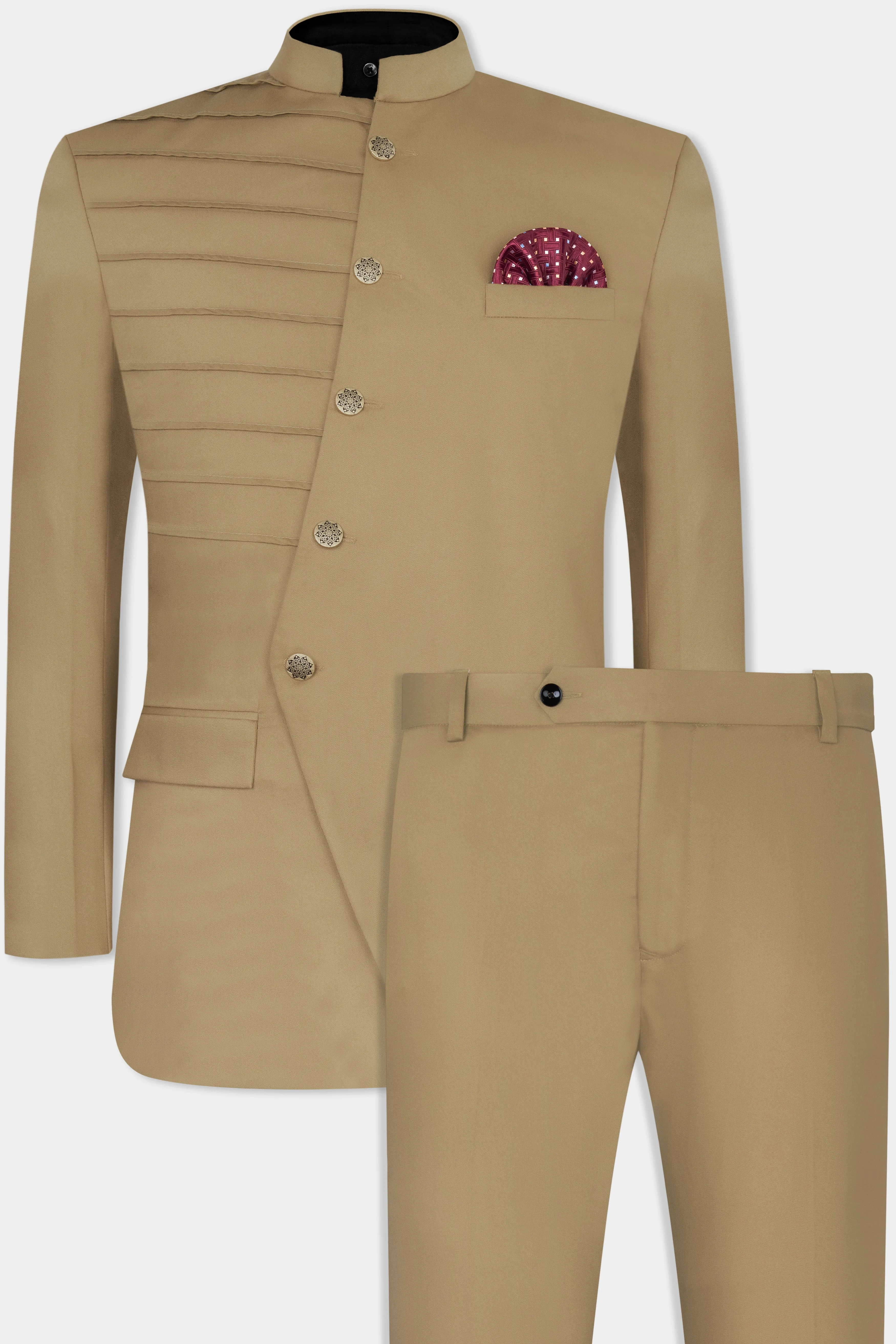Sandrift Brown Wool Rich Bandhgala Designer Suit sold by French Crown product image thumbnail 2