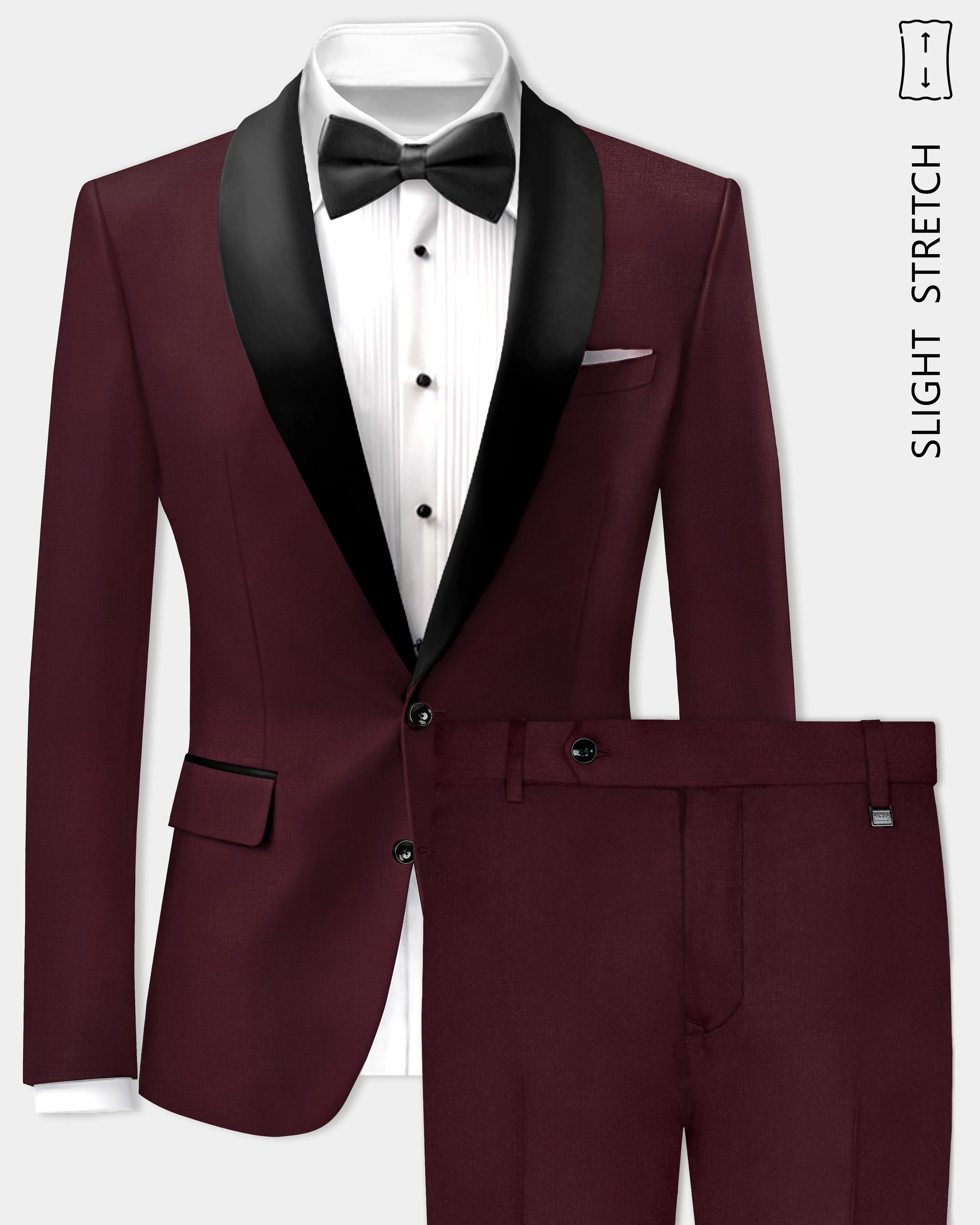 SepiaElite-Tamarind Brown Solid Wool Rich Tuxedo Slight Stretch Suit sold by French Crown