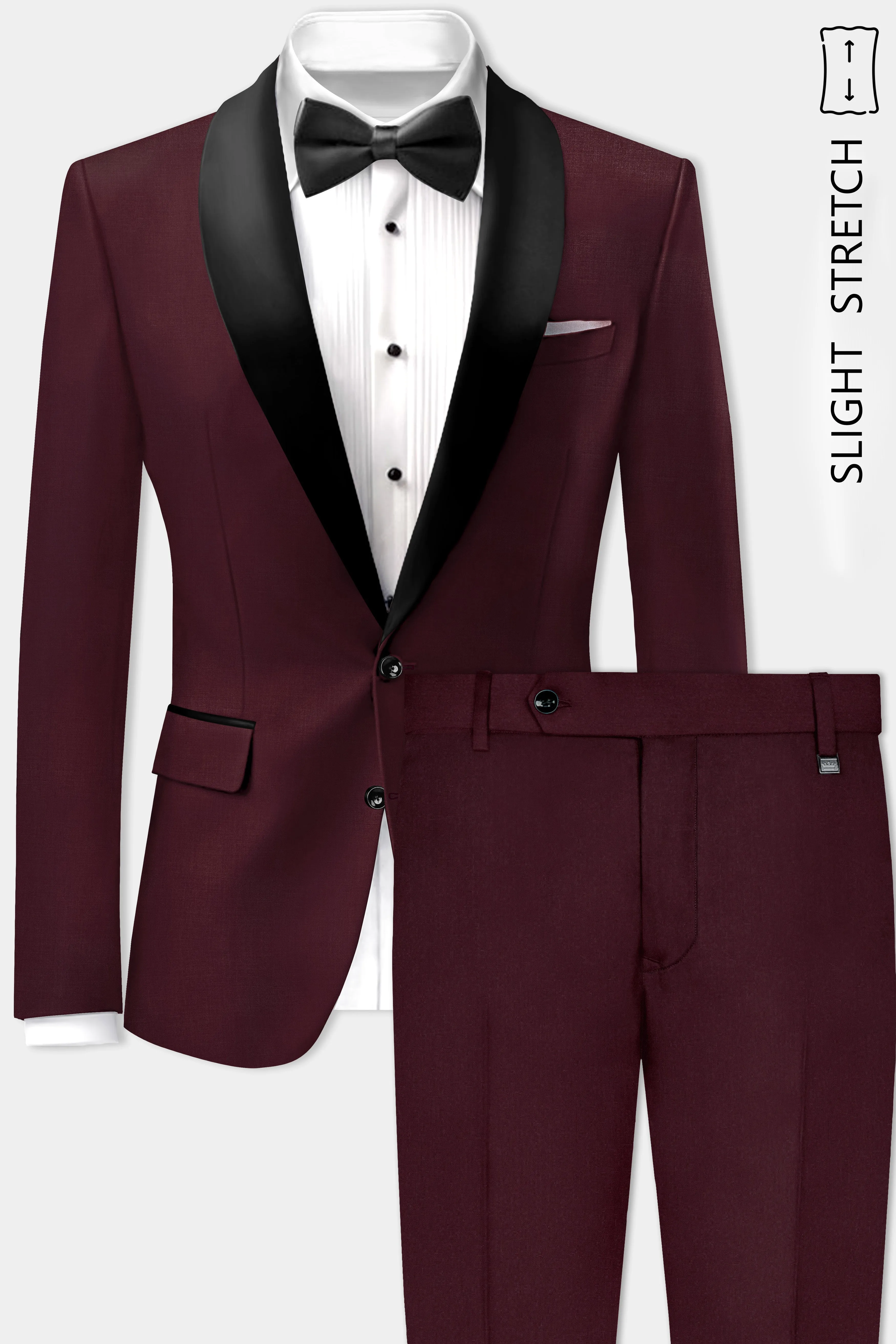 SepiaElite-Tamarind Brown Solid Wool Rich Tuxedo Slight Stretch Suit sold by French Crown product image thumbnail 2