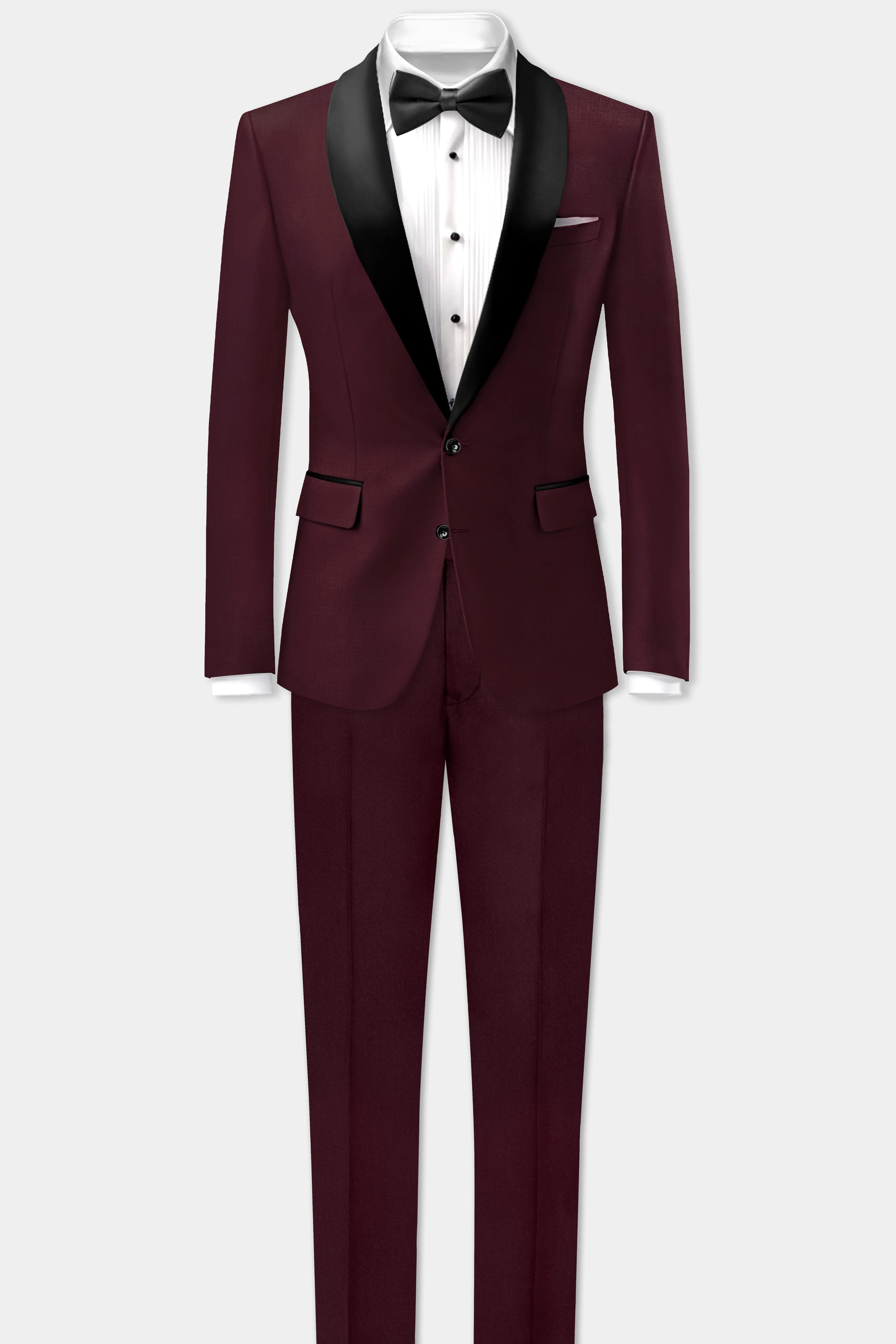 SepiaElite-Tamarind Brown Solid Wool Rich Tuxedo Slight Stretch Suit sold by French Crown product image thumbnail 4