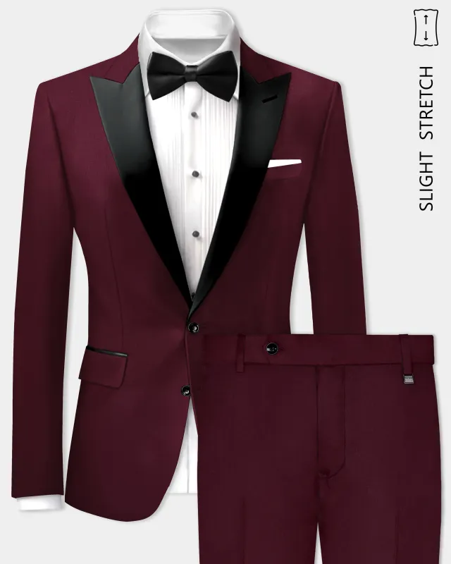 SepiaElite-Tamarind Brown Solid Wool Rich Peak Lapel Tuxedo Slight Stretch Suit sold by French Crown