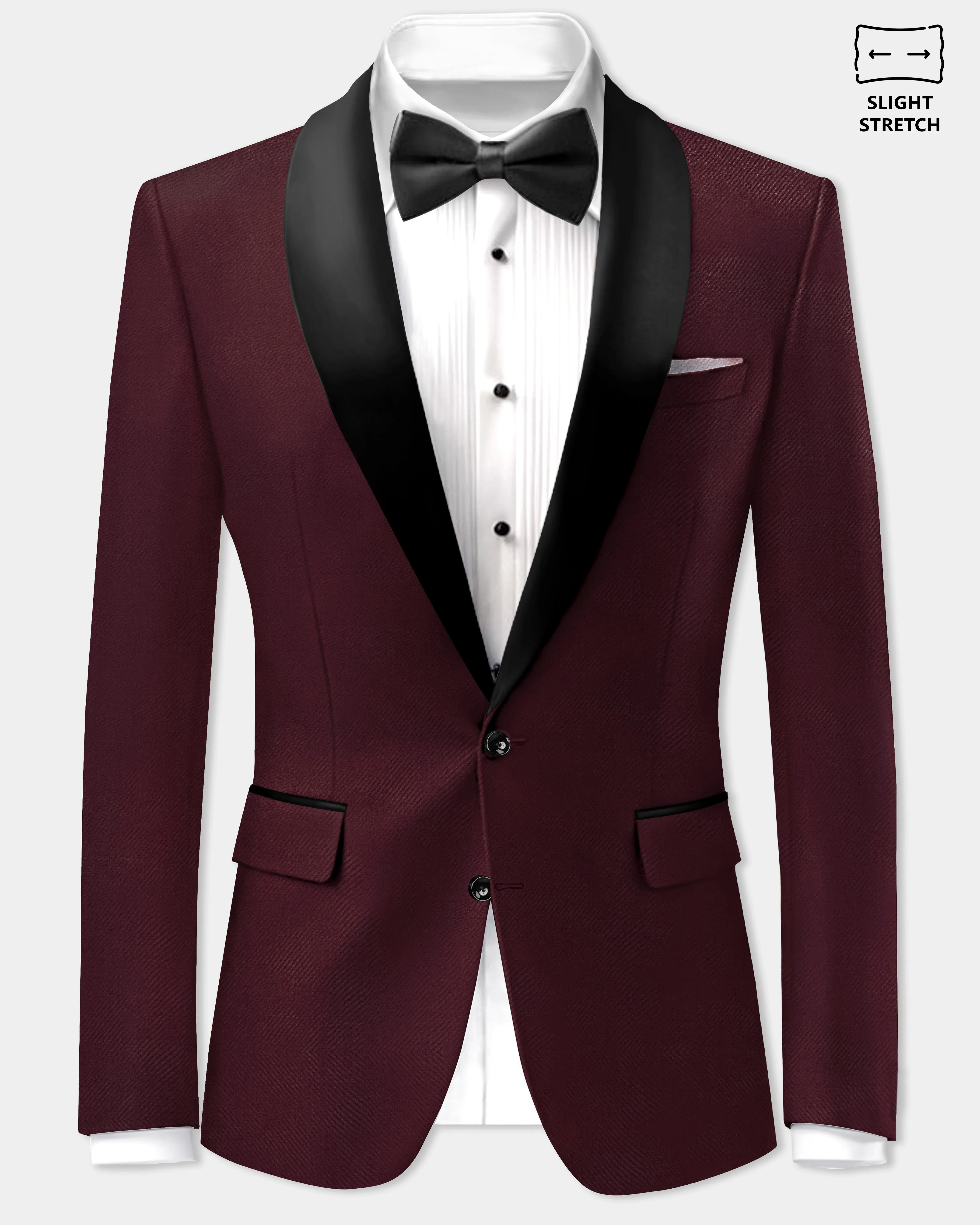 SepiaElite-Tamarind Brown Solid Wool Rich Tuxedo Slight Stretch Blazer sold by French Crown