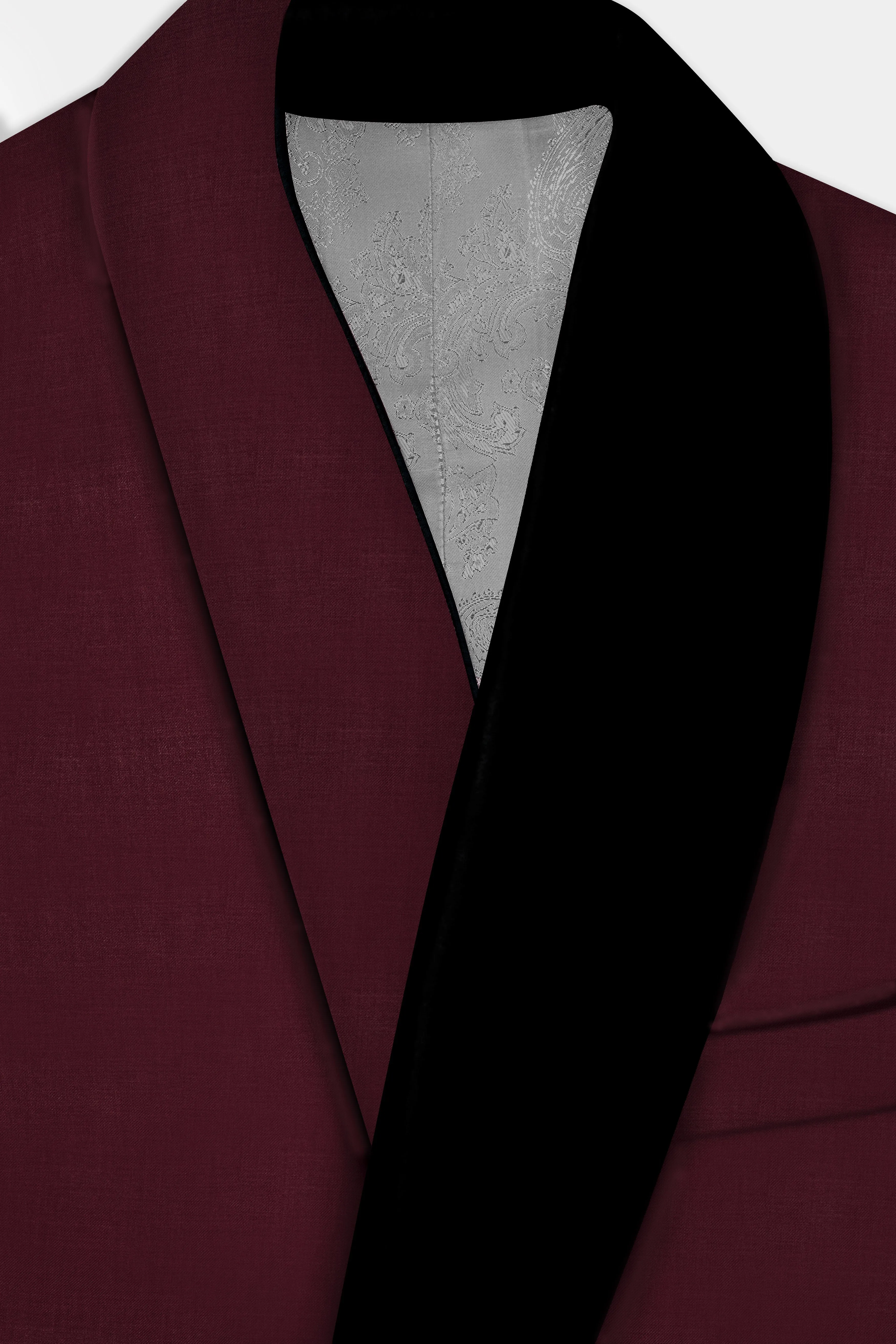 SepiaElite-Tamarind Brown Solid Wool Rich Tuxedo Slight Stretch Blazer sold by French Crown product image thumbnail 5