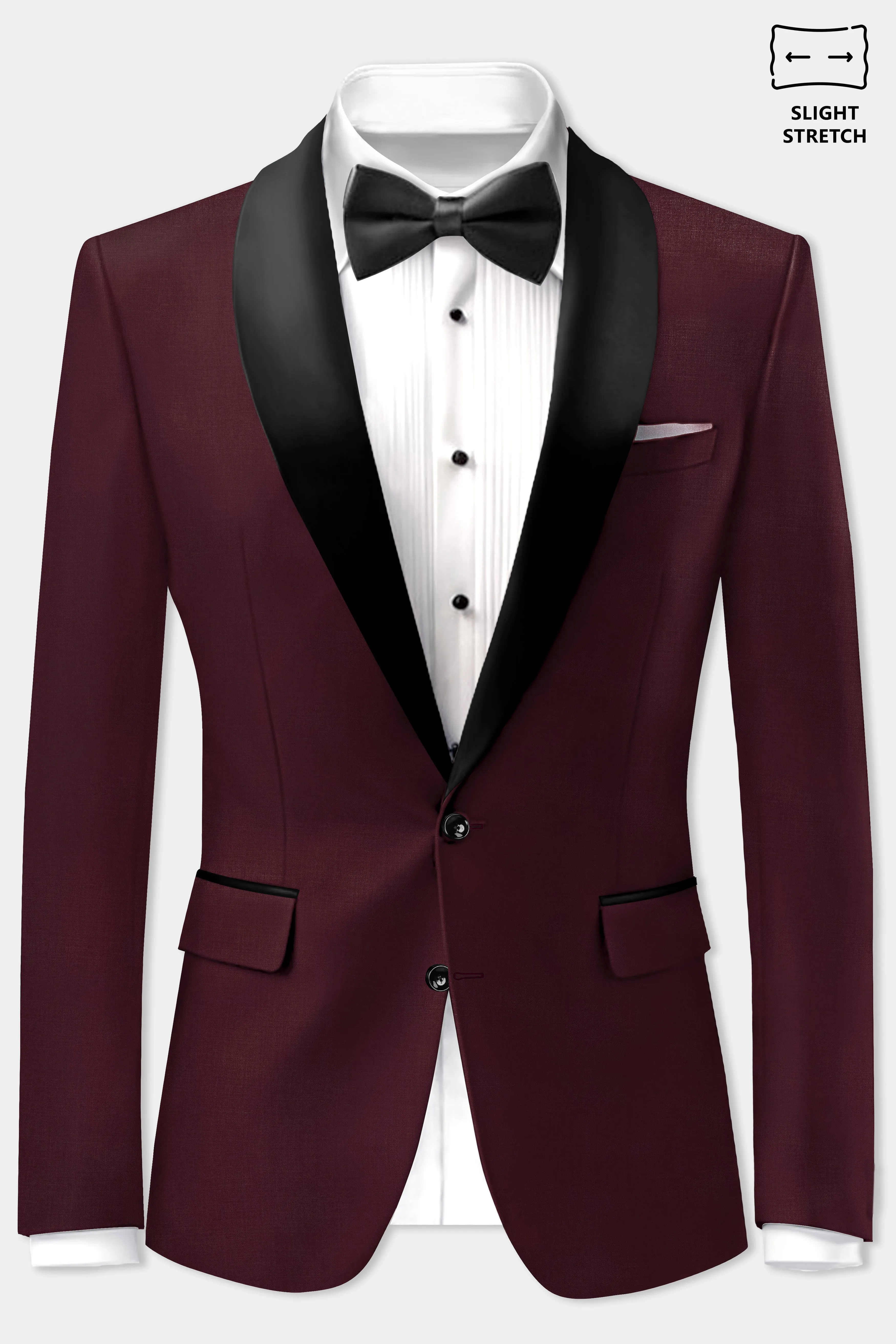 SepiaElite-Tamarind Brown Solid Wool Rich Tuxedo Slight Stretch Blazer sold by French Crown product image thumbnail 2