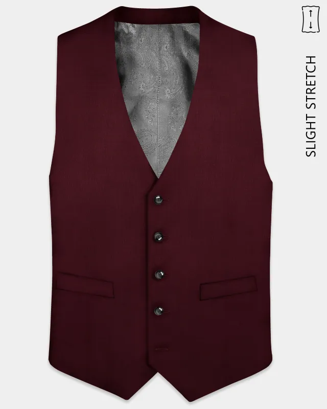 SepiaElite-Tamarind Brown Solid Wool Rich Slight Stretch Waistcoat made by French Crown