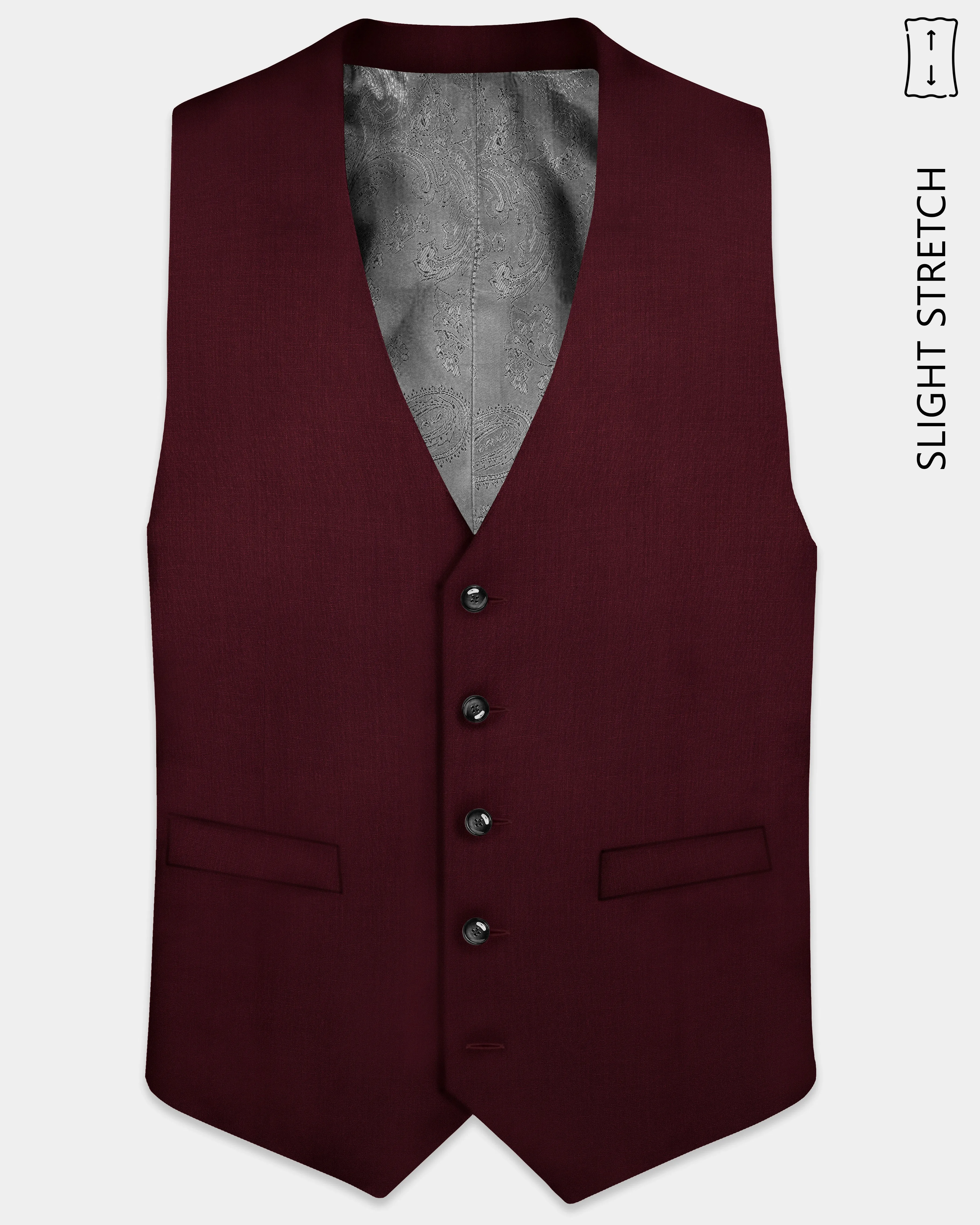 SepiaElite-Tamarind Brown Solid Wool Rich Slight Stretch Waistcoat sold by French Crown