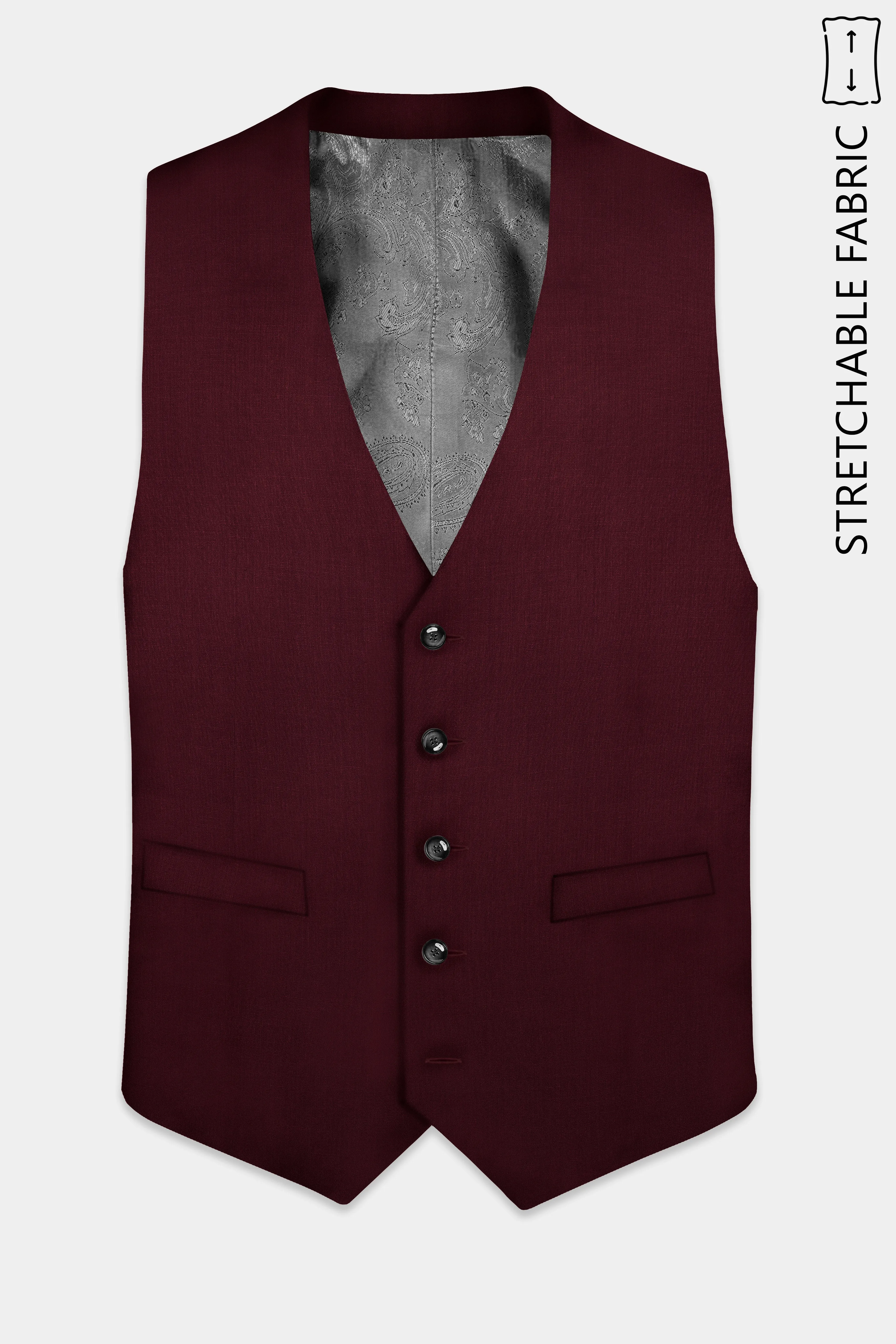 SepiaElite-Tamarind Brown Solid Wool Rich Slight Stretch Waistcoat sold by French Crown product image thumbnail 2