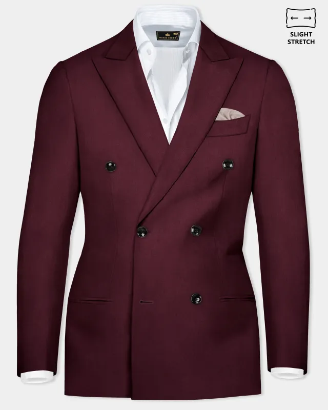 SepiaElite-Tamarind Brown Solid Wool Rich Double Breasted Slight Stretch Blazer sold by French Crown