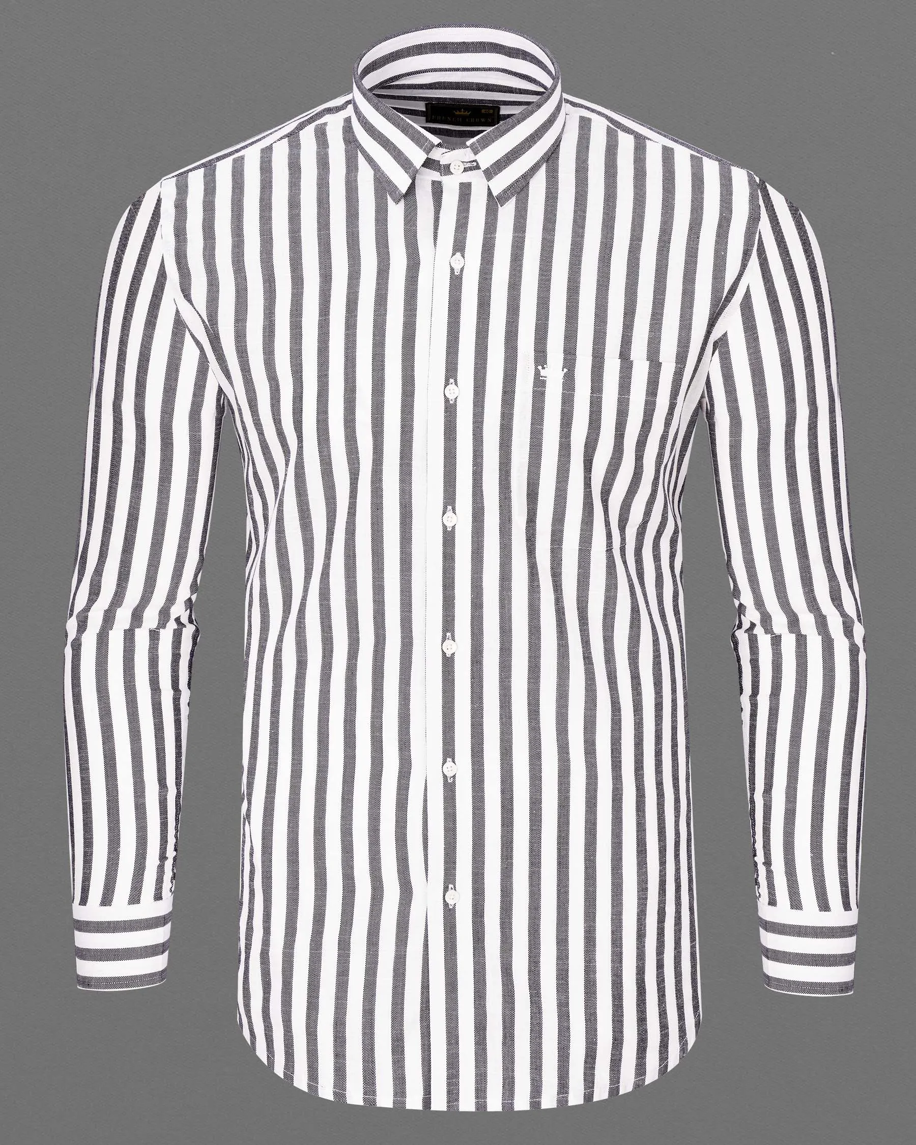 Wenge Gray and Gainsboro Twill Striped Premium Cotton Shirt sold by French Crown product image thumbnail 5
