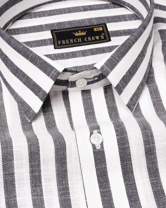 Wenge Gray and Gainsboro Twill Striped Premium Cotton Shirt sold by French Crown