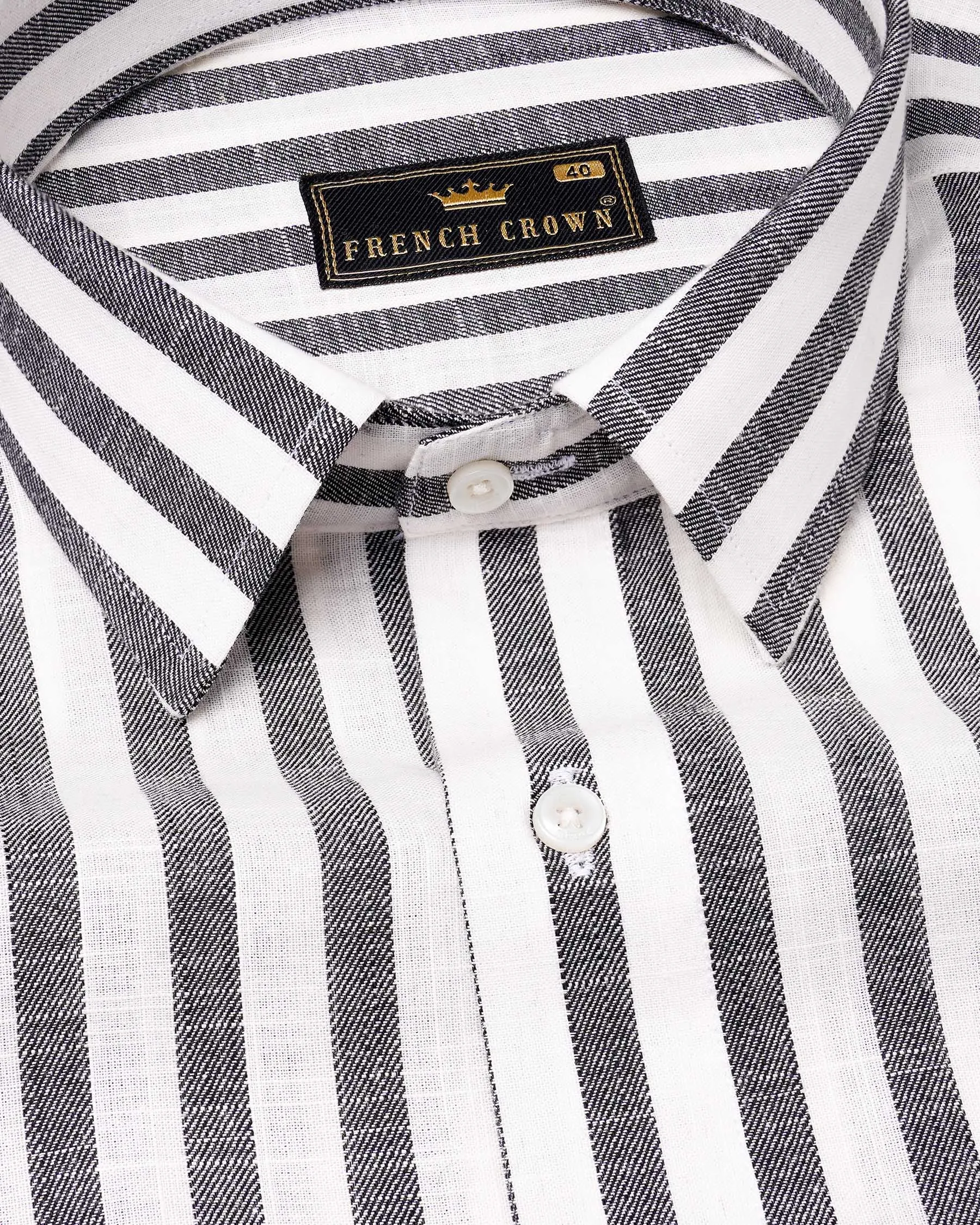 Wenge Gray and Gainsboro Twill Striped Premium Cotton Shirt sold by French Crown