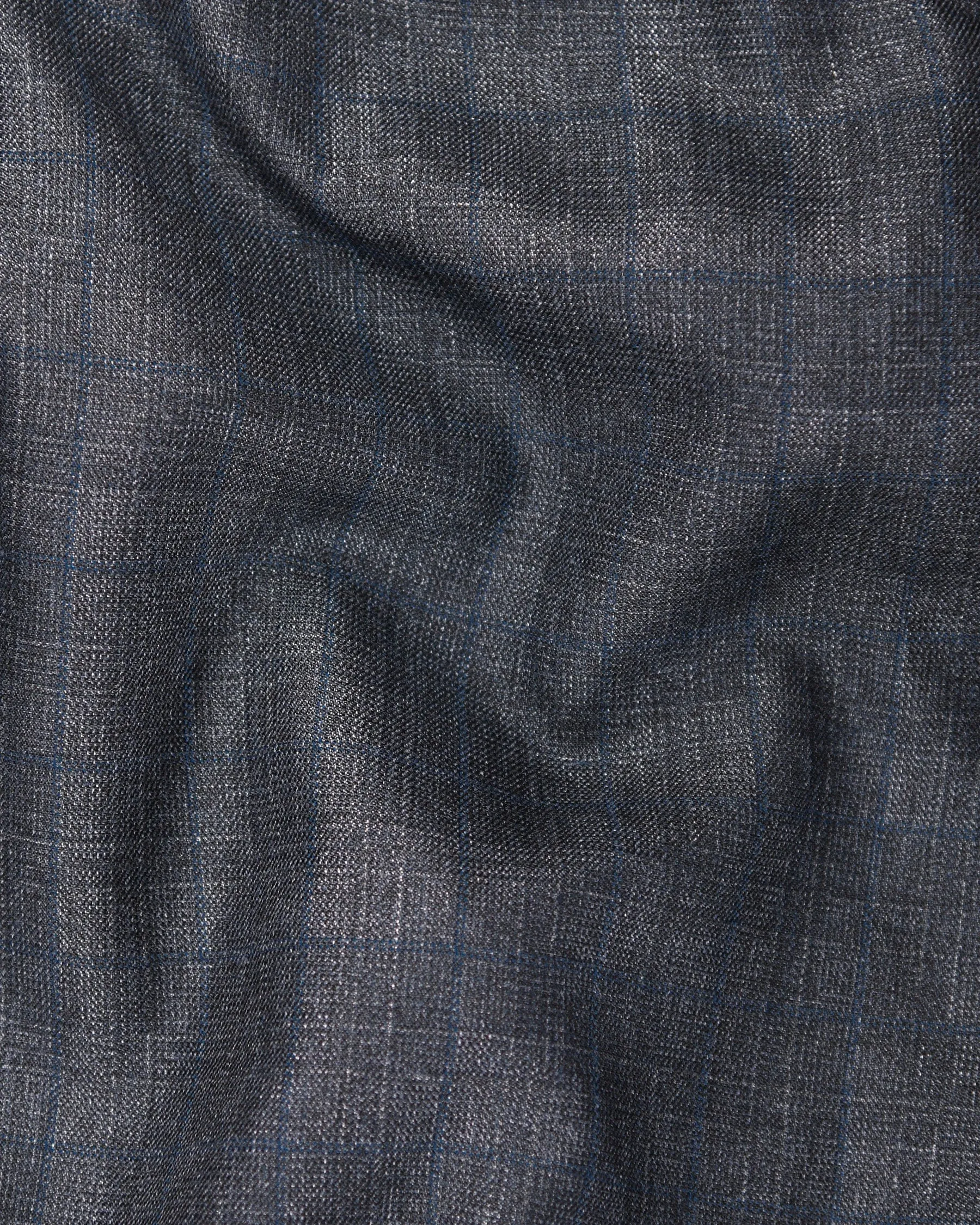 Charcoal with Subtle sky Windowpane Wool Blend Pant sold by French Crown product image thumbnail 3
