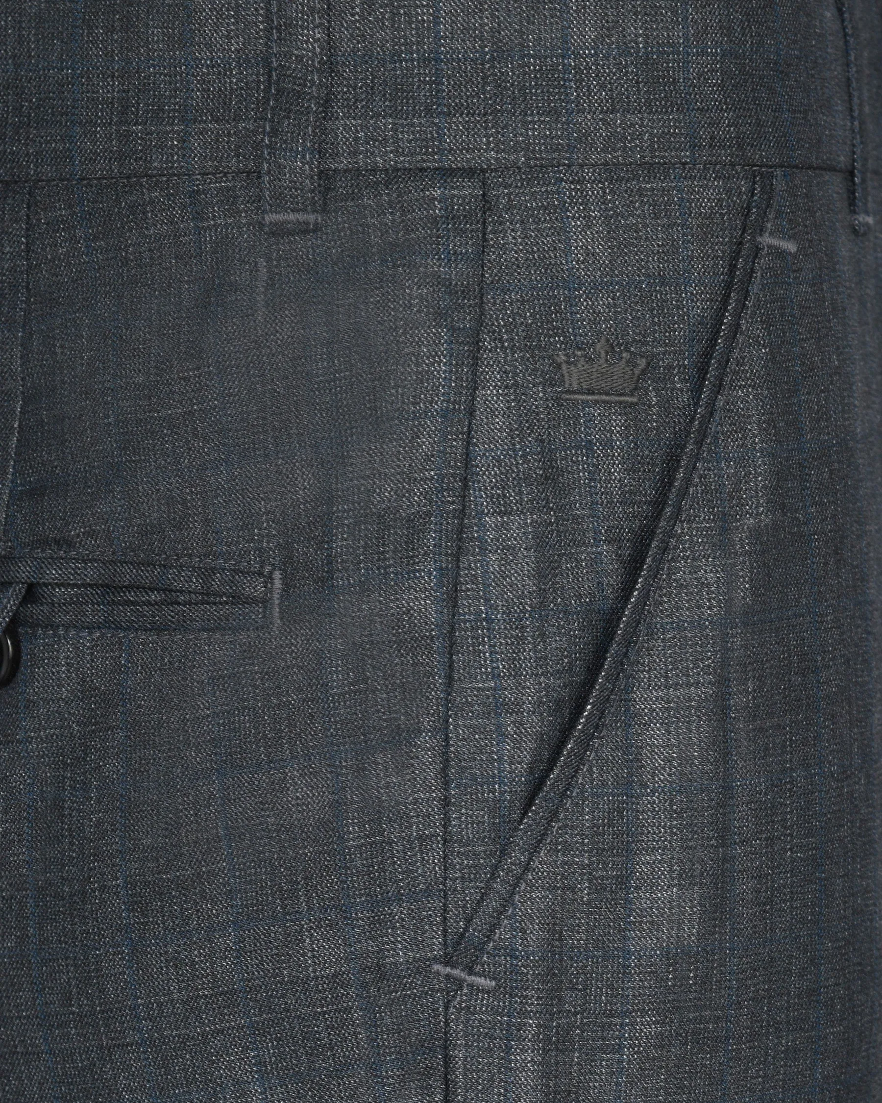 Charcoal with Subtle sky Windowpane Wool Blend Pant sold by French Crown product image thumbnail 5