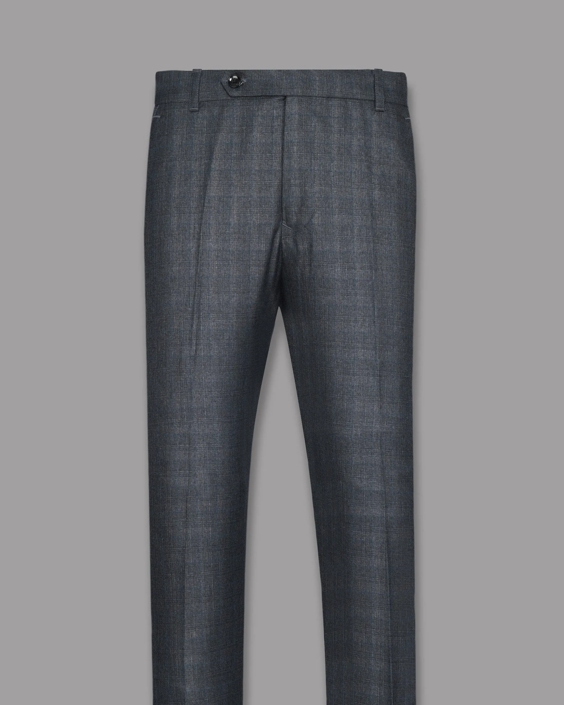 Charcoal with Subtle sky Windowpane Wool Blend Pant sold by French Crown product image thumbnail 4