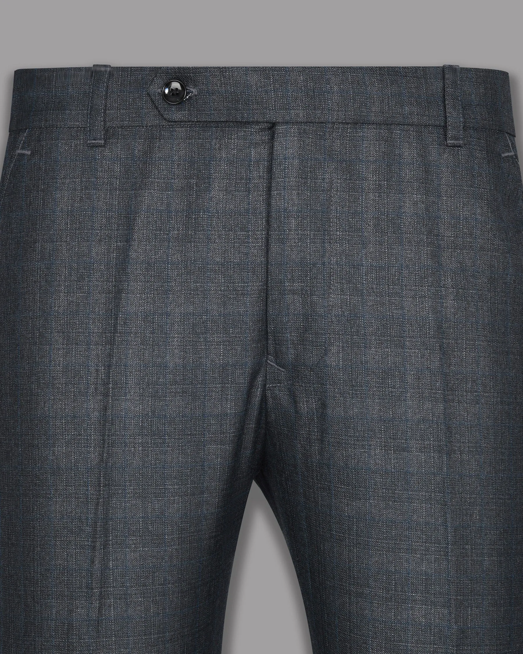 Charcoal with Subtle sky Windowpane Wool Blend Pant sold by French Crown product image thumbnail 2