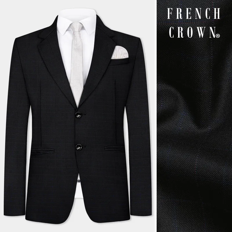 Jade Black Plaid Wool Blend Single Breasted Blazer sold by French Crown