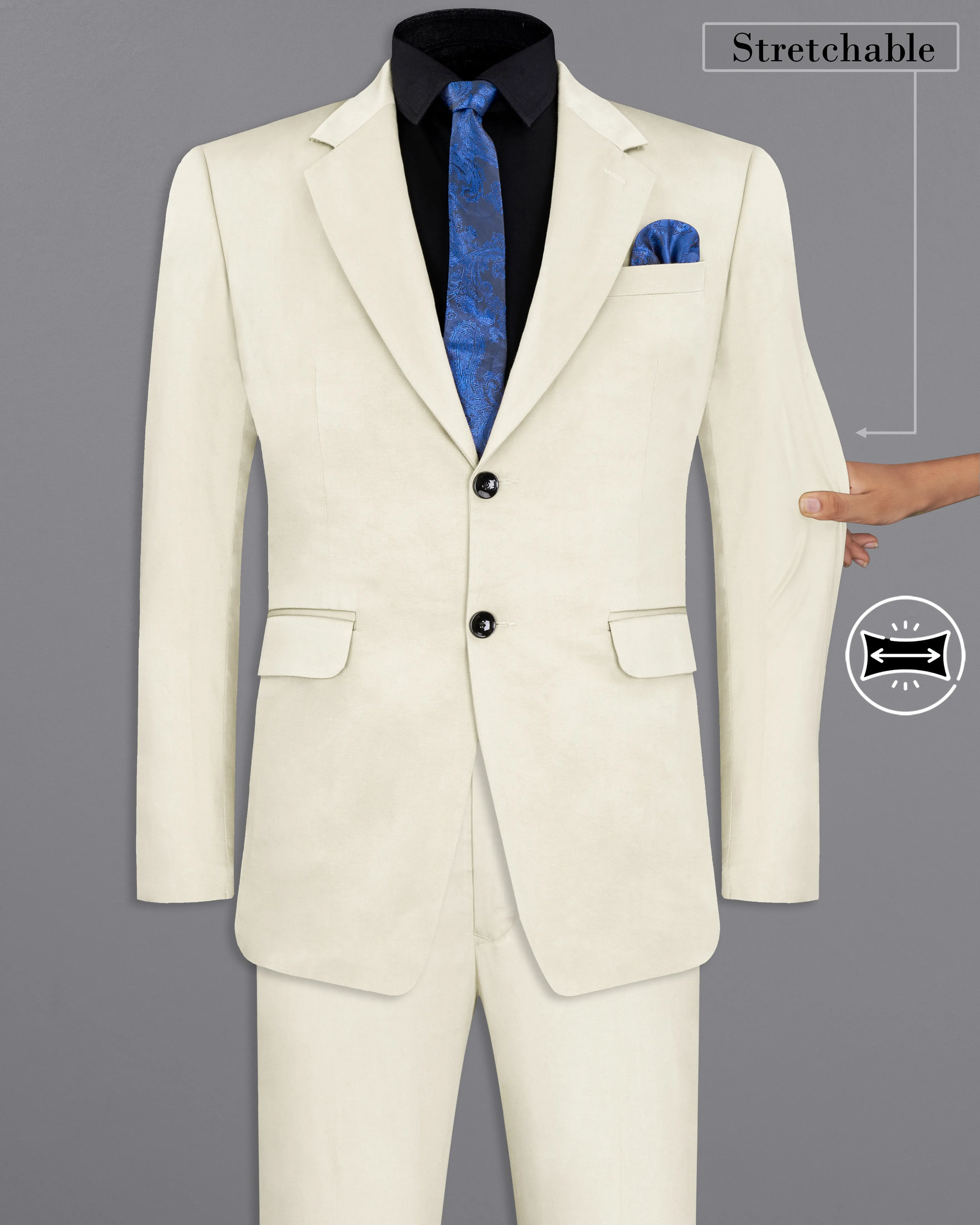 Merino Cream Stretchable Premium Cotton traveler Suit sold by French Crown product image thumbnail 2