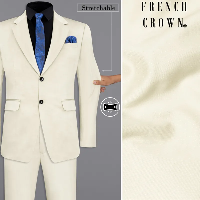 Merino Cream Stretchable Premium Cotton traveler Suit sold by French Crown