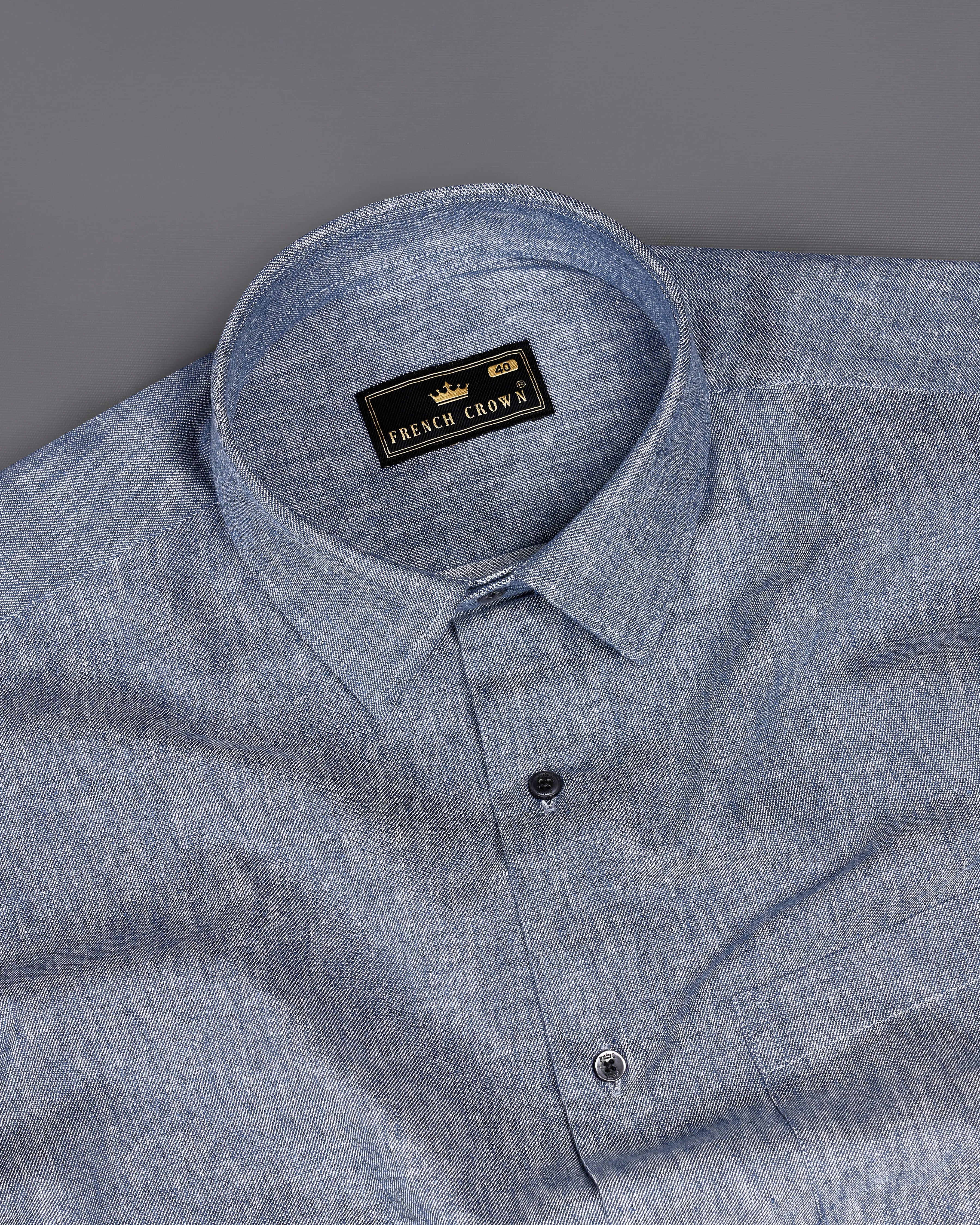 Cadet Gray Denim Shirt sold by French Crown product image thumbnail 4